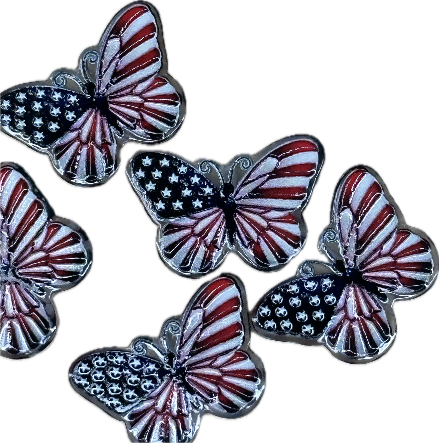 Patriotic butterfly acrylic focal bead- set of 2/ focal bead/ pen beading / keychain bead/ Fourth of July/ American