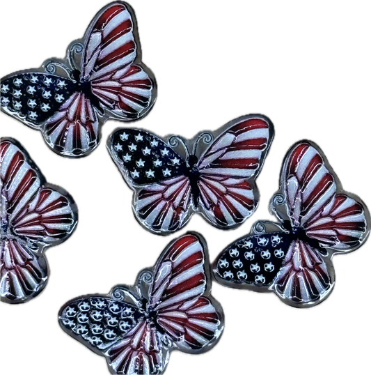 Patriotic butterfly acrylic focal bead- set of 2/ focal bead/ pen beading / keychain bead/ Fourth of July/ American