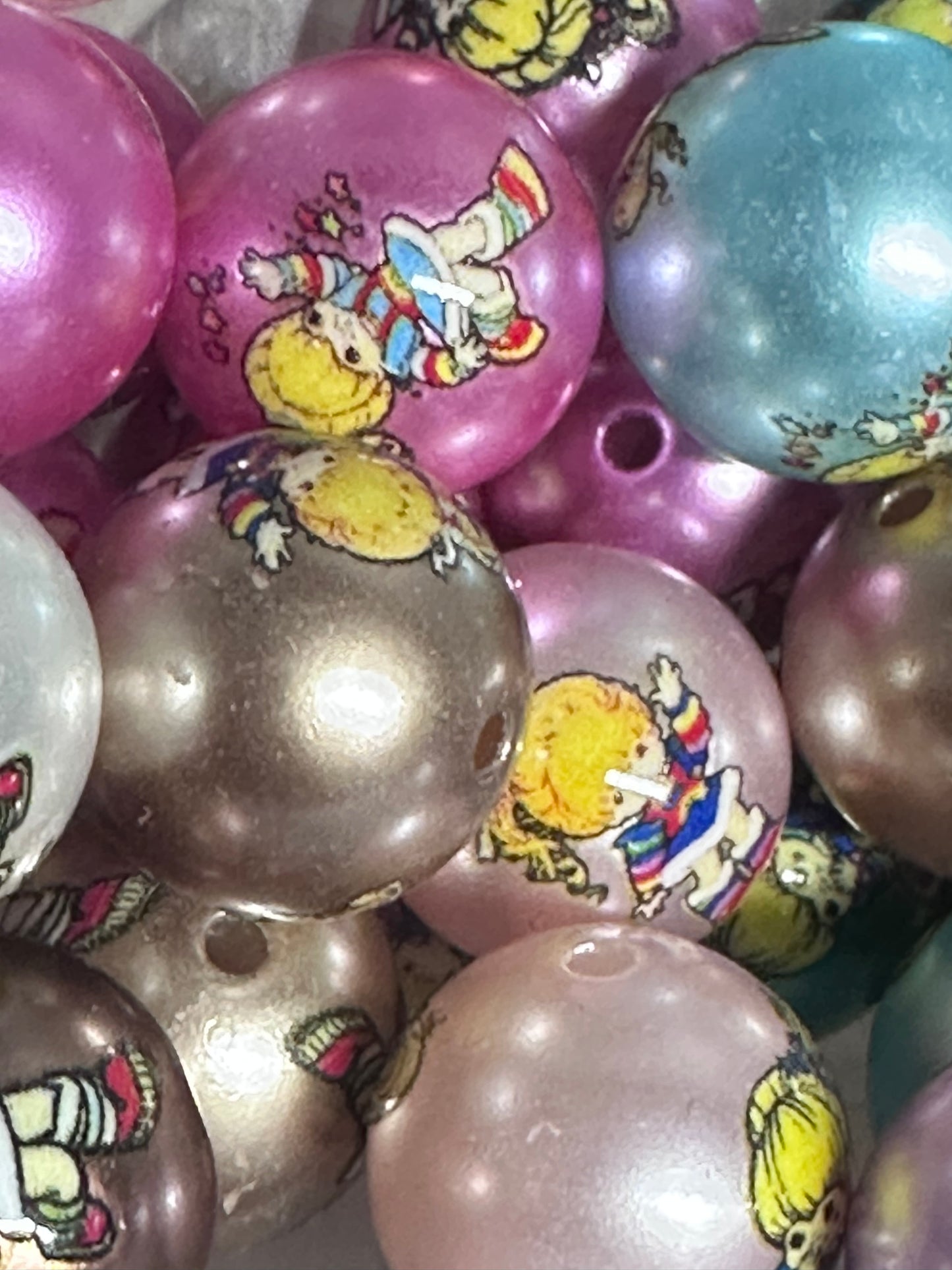 Ten (10) colorful brite little girl beads/ round shaped beads/ pen beading beads / keychain beads/ DIY/ 16mm/