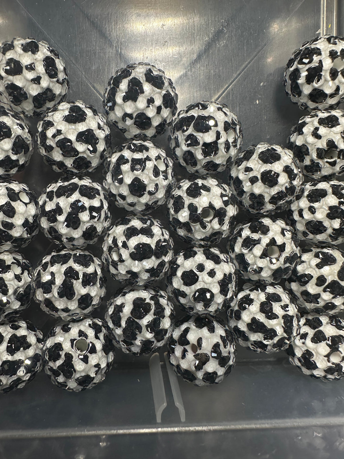 CowSpots Rhinestone Bead/Set of five beads-fits beadable pen/ Fancy bead/ keychain bead/ Farm 20mm