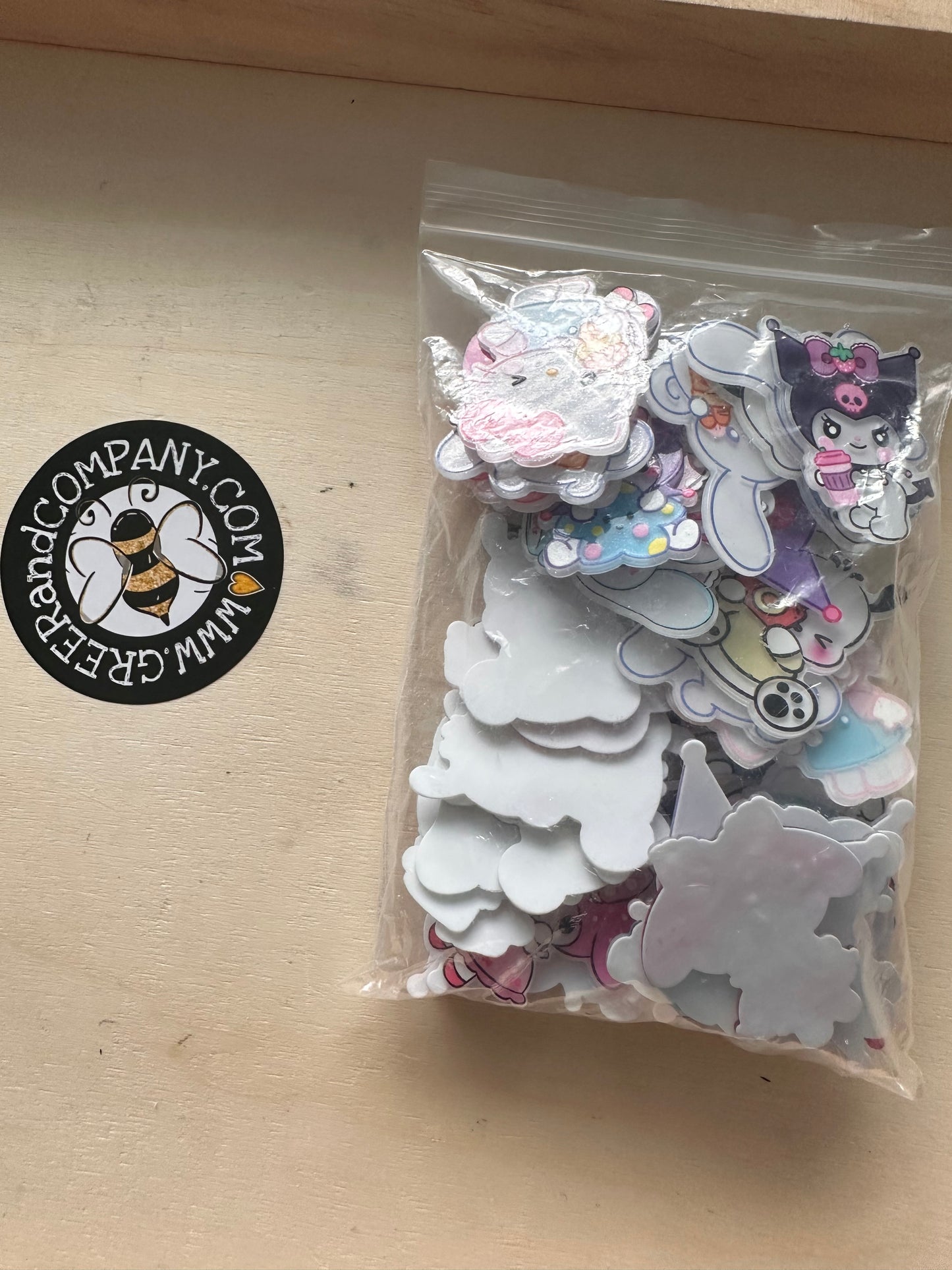 50 acrylic pieces/ cute print/ badge reel/ character acrylic badge/ 10 different designs