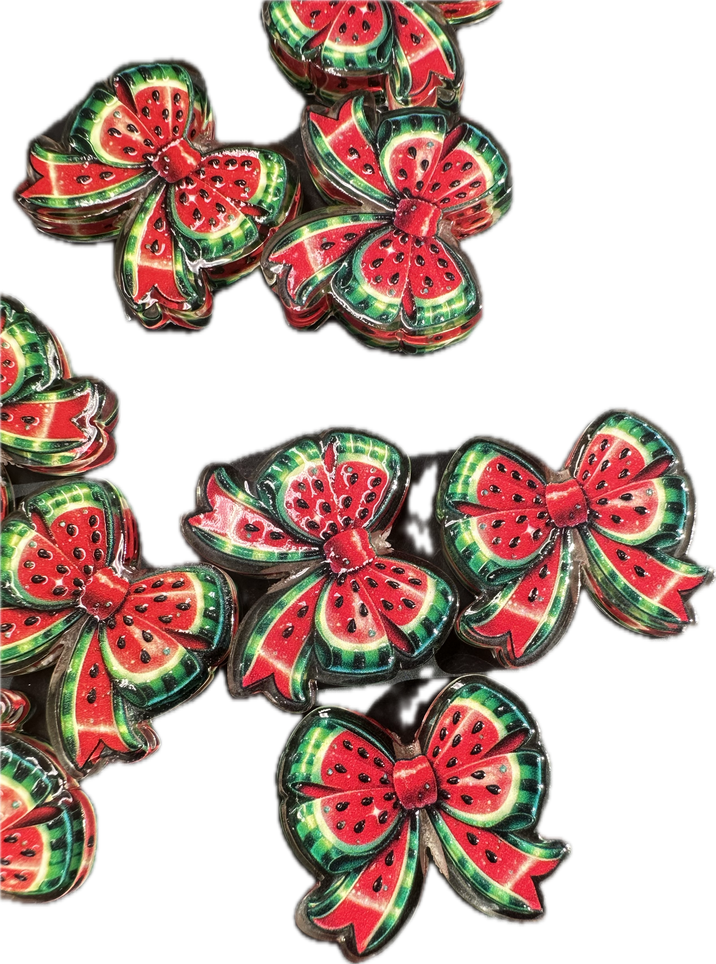 Watermelon bow design acrylic focal bead- set of 2/ focal bead/ pen beading / keychain bead / summer