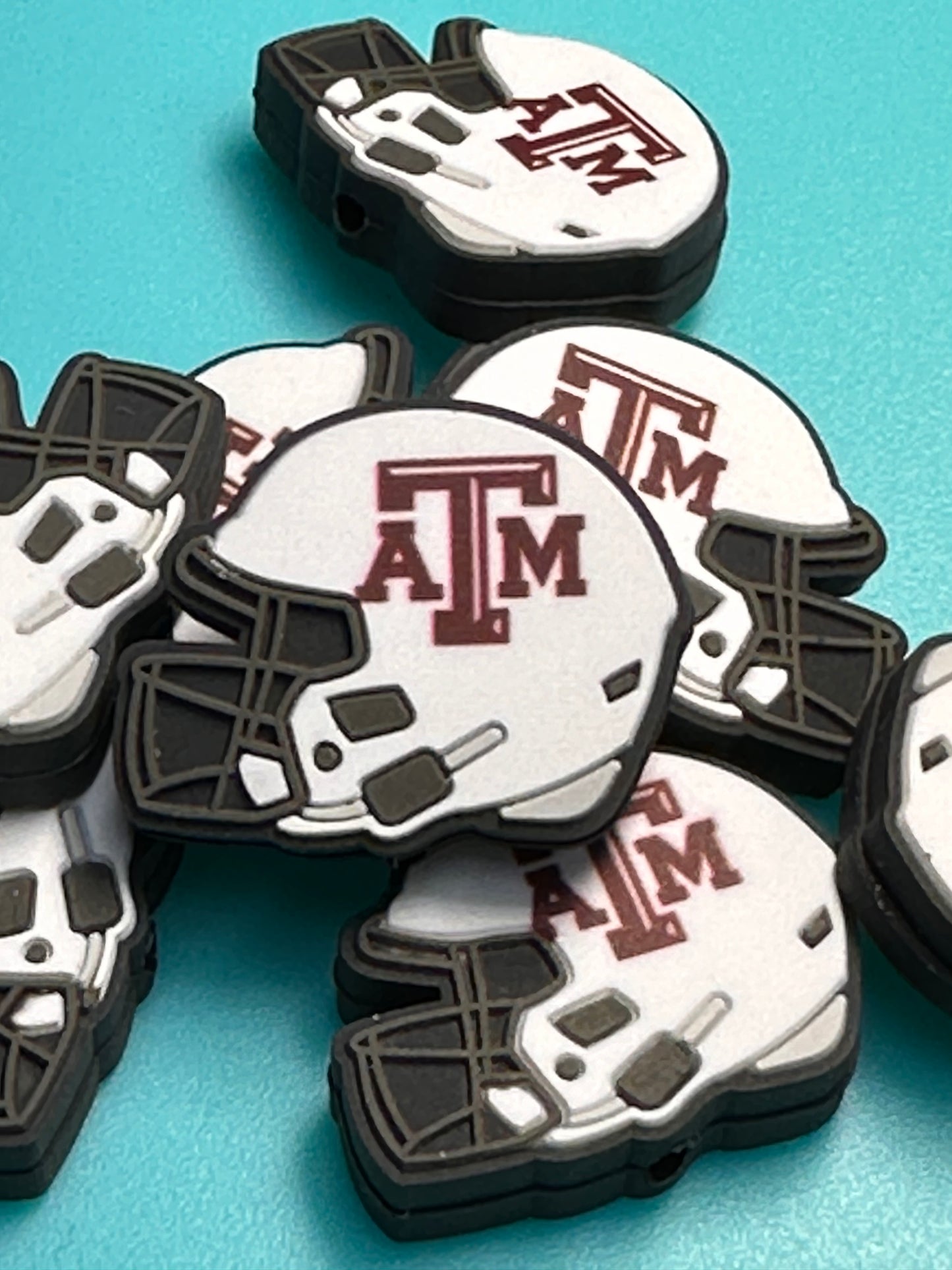 Texas A&M focal beads/ NFL /  Focal Bead/ beadable pen/ Silicone  bead/ keychain bead / Football/ helmet/