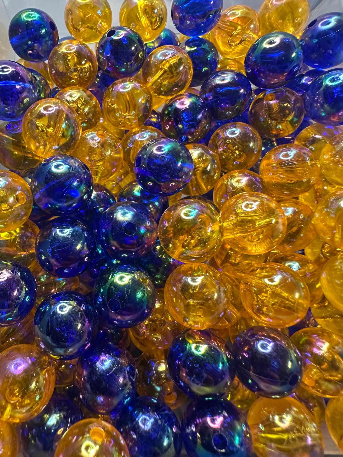 Clear Beads/Set of ten beads-Five beads each color included/ perfect to go with Florida Gators and University of Auburn /fits beadable pen/ keychain bead/ dark blue and orange/ 16mm