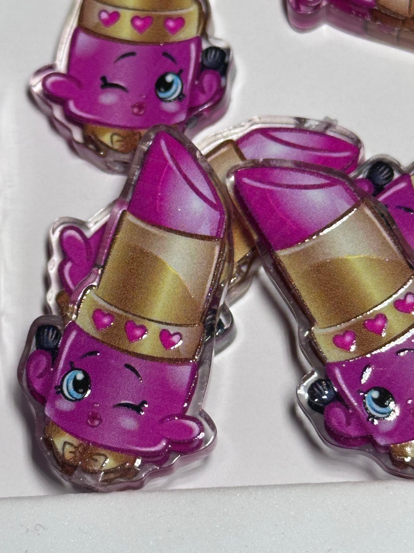 Lipstick acrylic focal bead- set of 2/ focal bead/ pen beading / keychain bead/