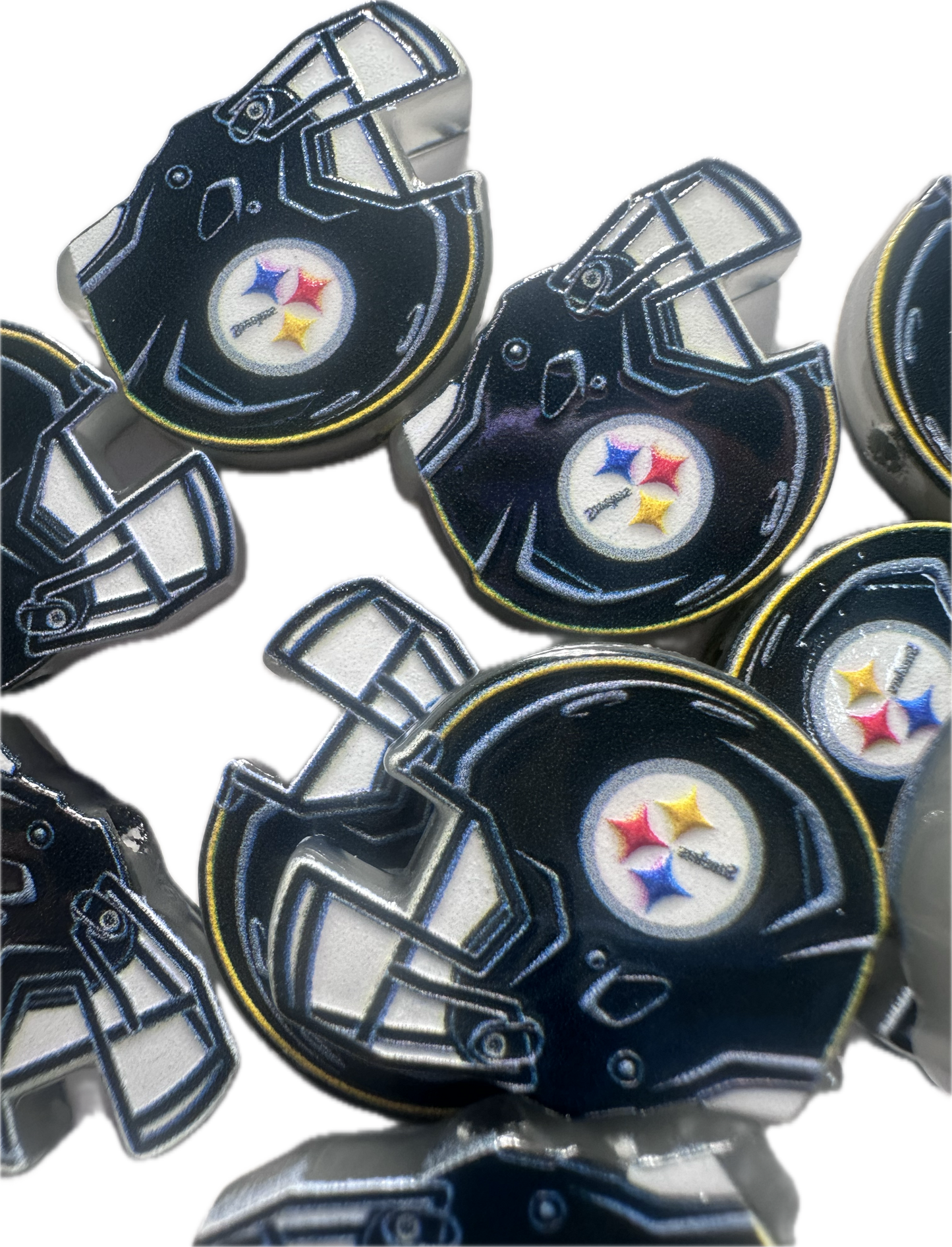 NEW Steelers helmet acrylic focal bead- set of 2/ focal bead/ pen beading / keychain/Football