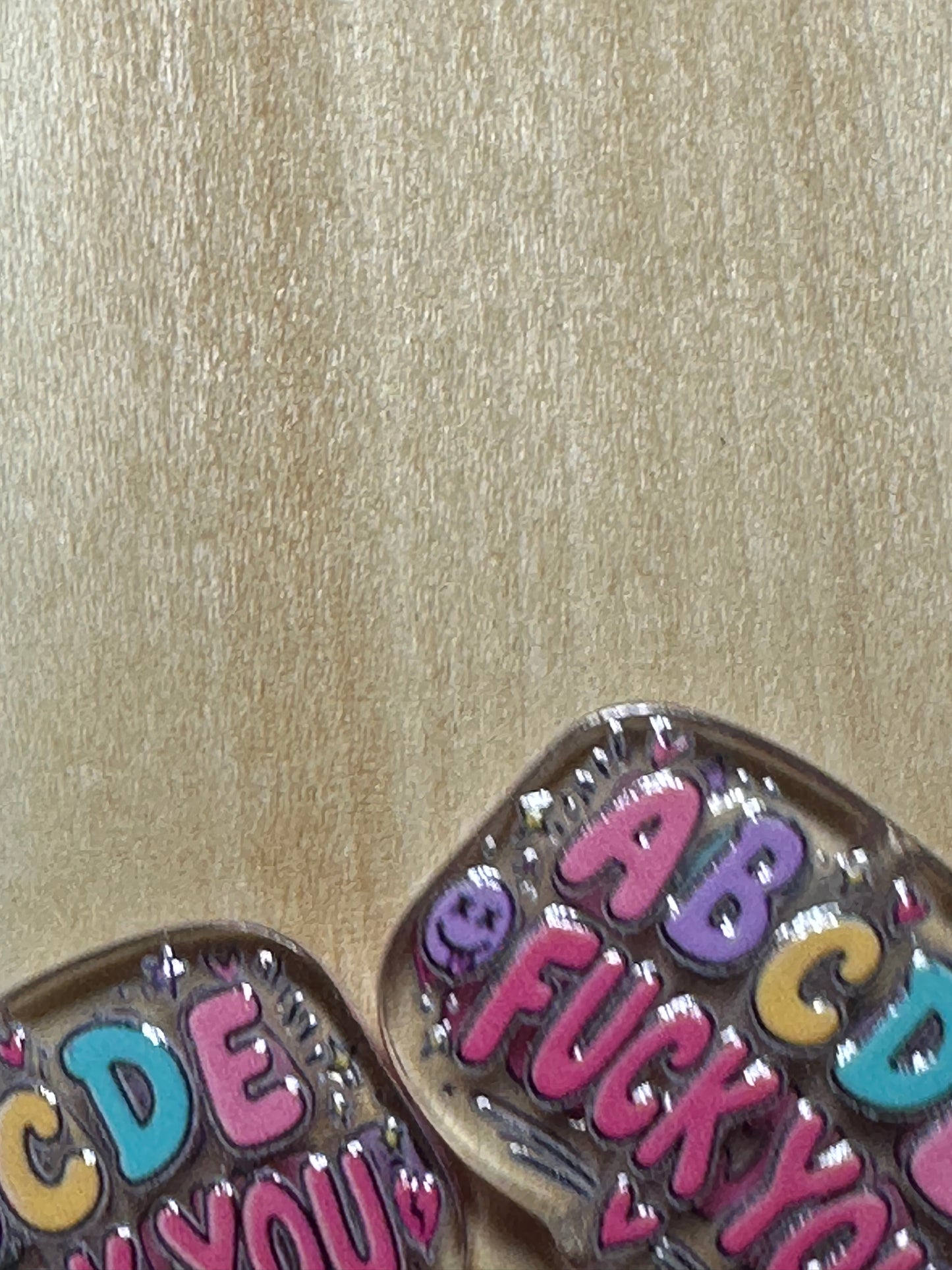 ABCDE FU acrylic focal bead- set of 2/ focal bead/ pen beading / keychain bead/