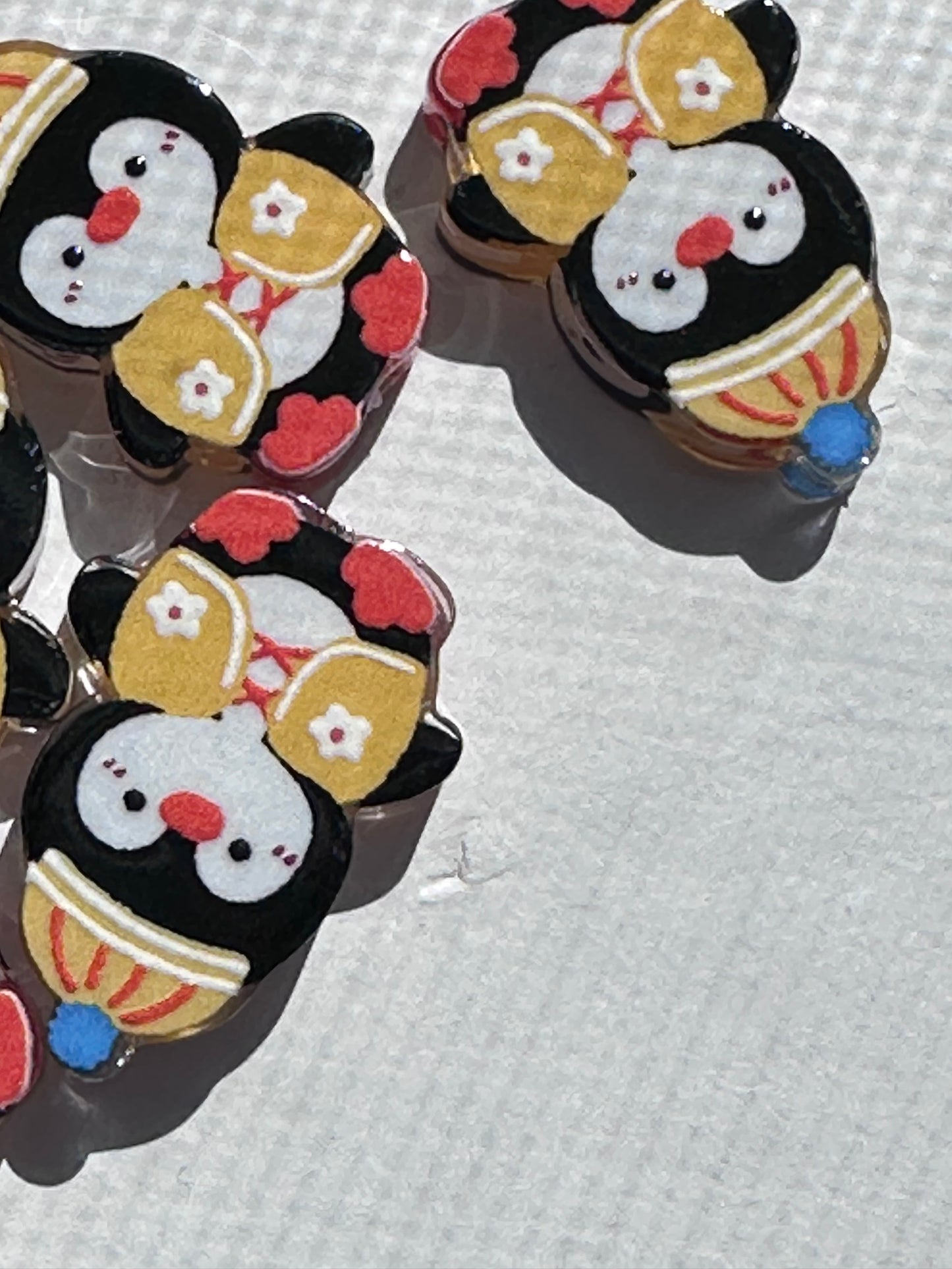 Cute penguin acrylic focal bead- set of 2/ focal bead/ pen beading / keychain bead/winter