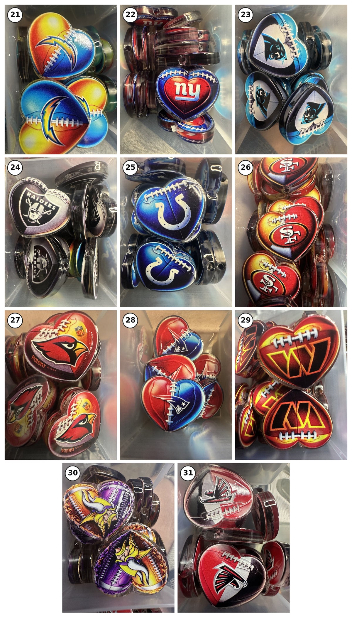 Football season is here~! Acrylic heart shape focal bead- set of 2/ focal bead/ pen beading / keychain bead/Choose your favorite acrylic focal