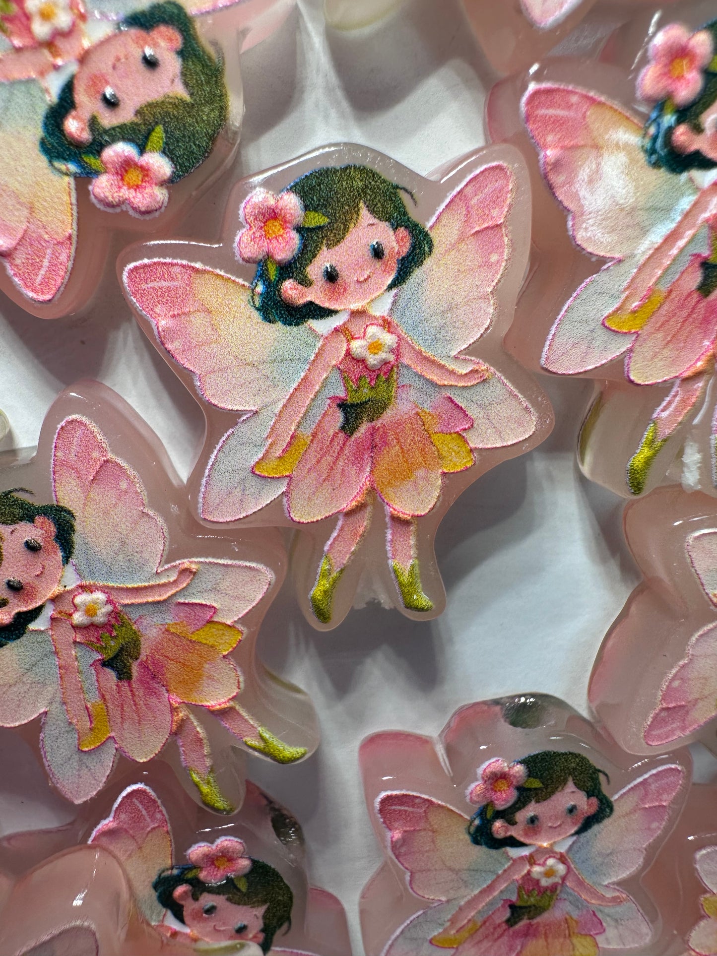 Peach Pink Fairy acrylic focal bead- set of 2/ focal bead/ pen beading / keychain bead