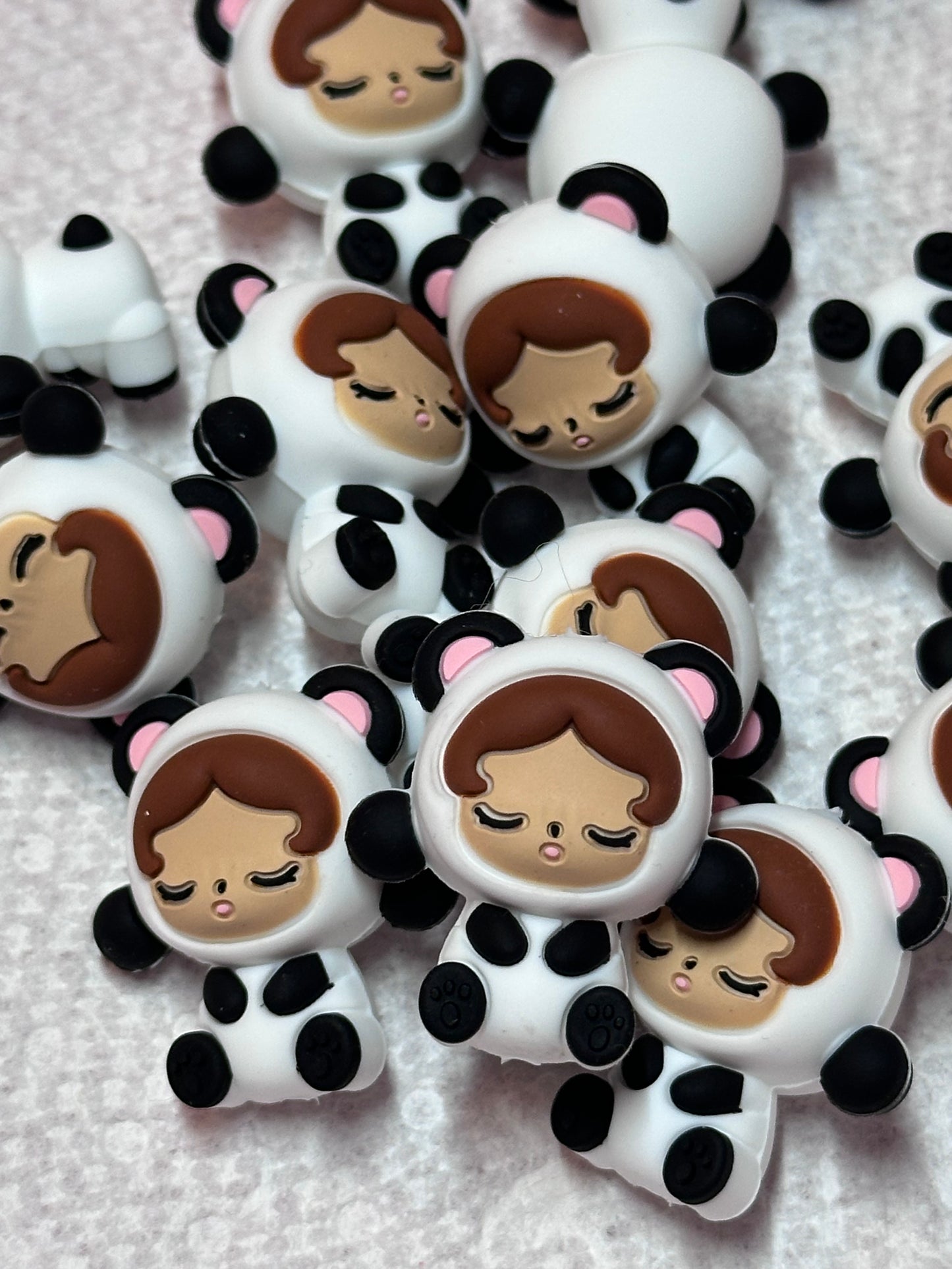 Child in Panda Bear suit Focal Bead/ beadable pen/ Silicone  bead/ keychain bead/skull