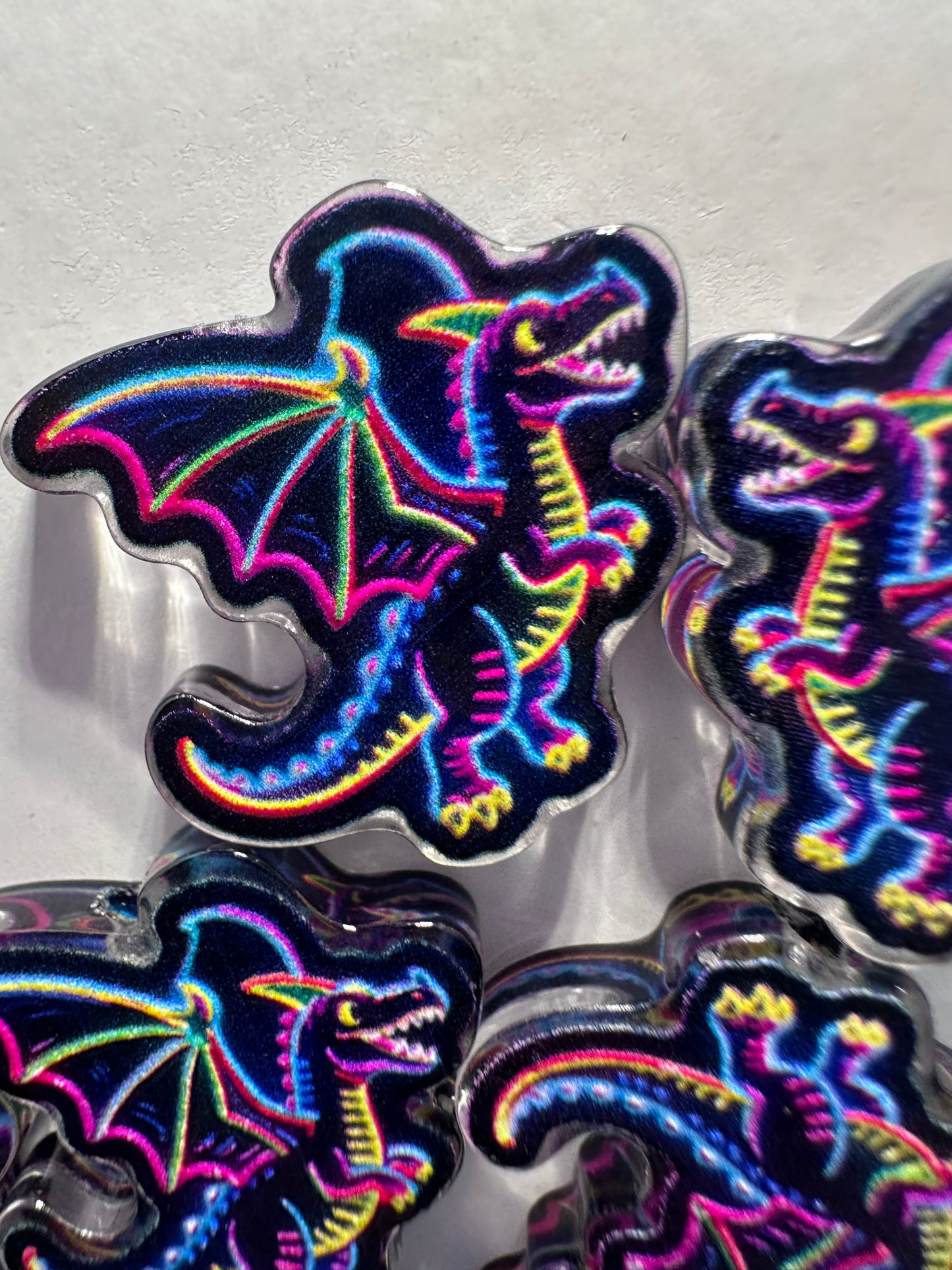 Neon Dragon acrylic focal bead- set of 2/ focal bead/ pen beading / keychain bead/flying dragon