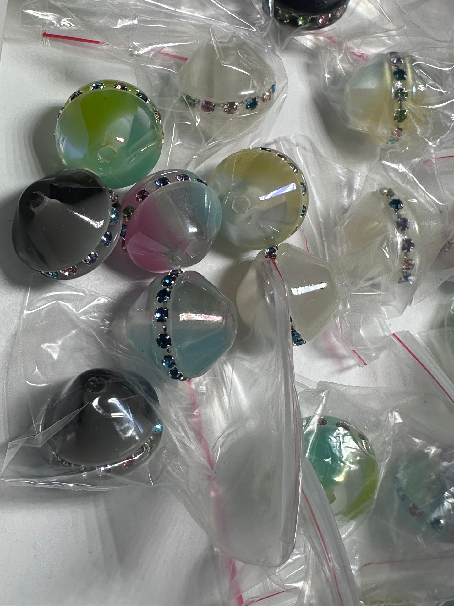 Rhinestone Trim Acrylic Cone Beads – Set of 5
