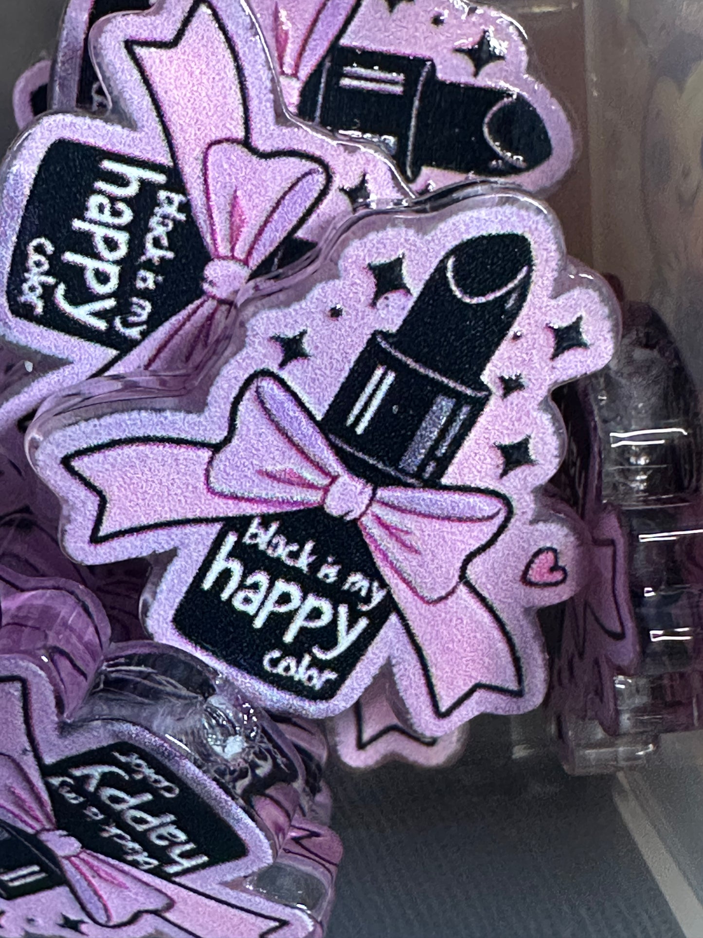 Black is my happy color acrylic focal bead- set of 2/ focal bead/ pen beading / keychain bead/