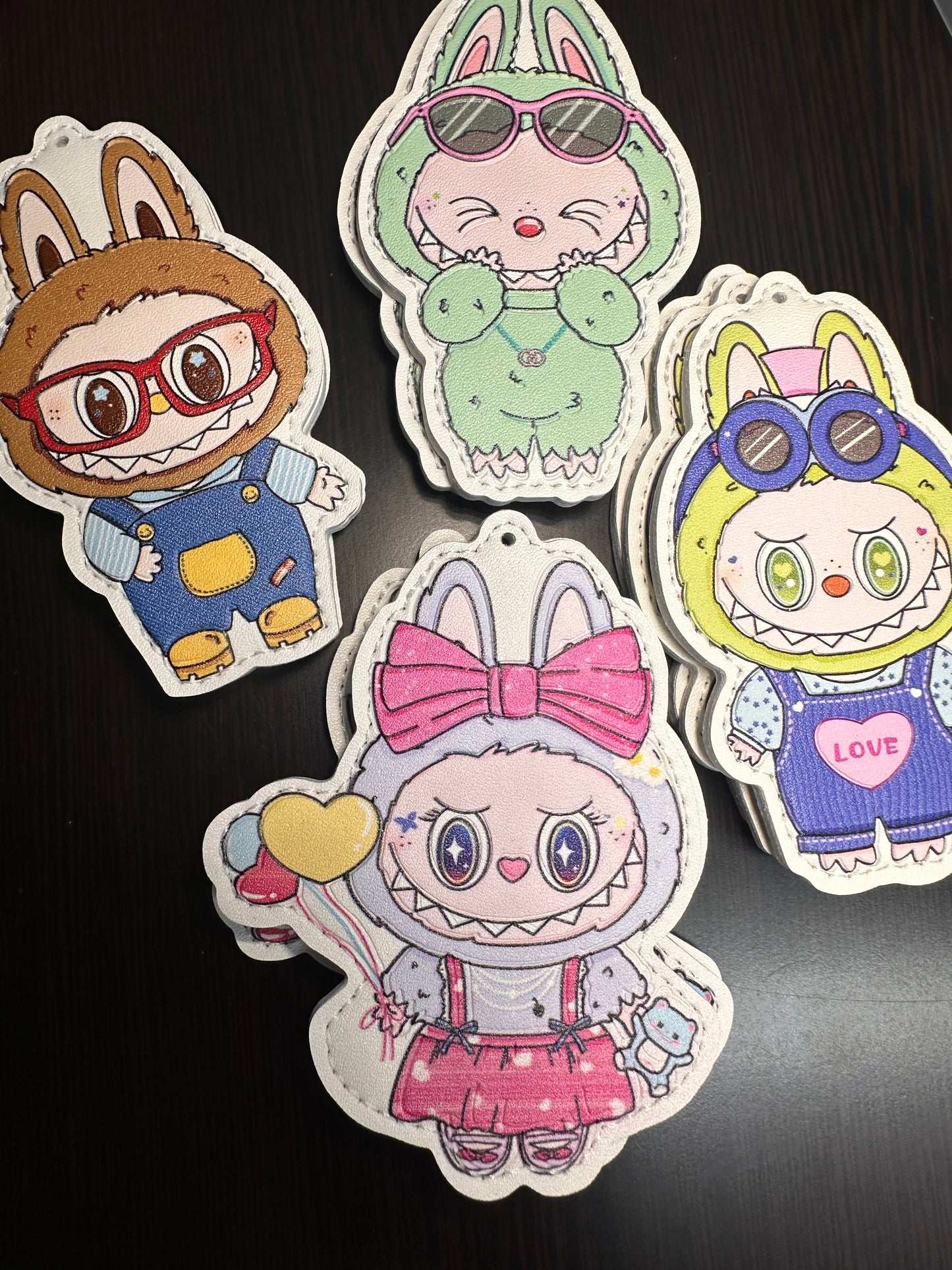 Labubu monster Character Faux Leather Charms- for bag charms, keyrings, Christmas ornaments