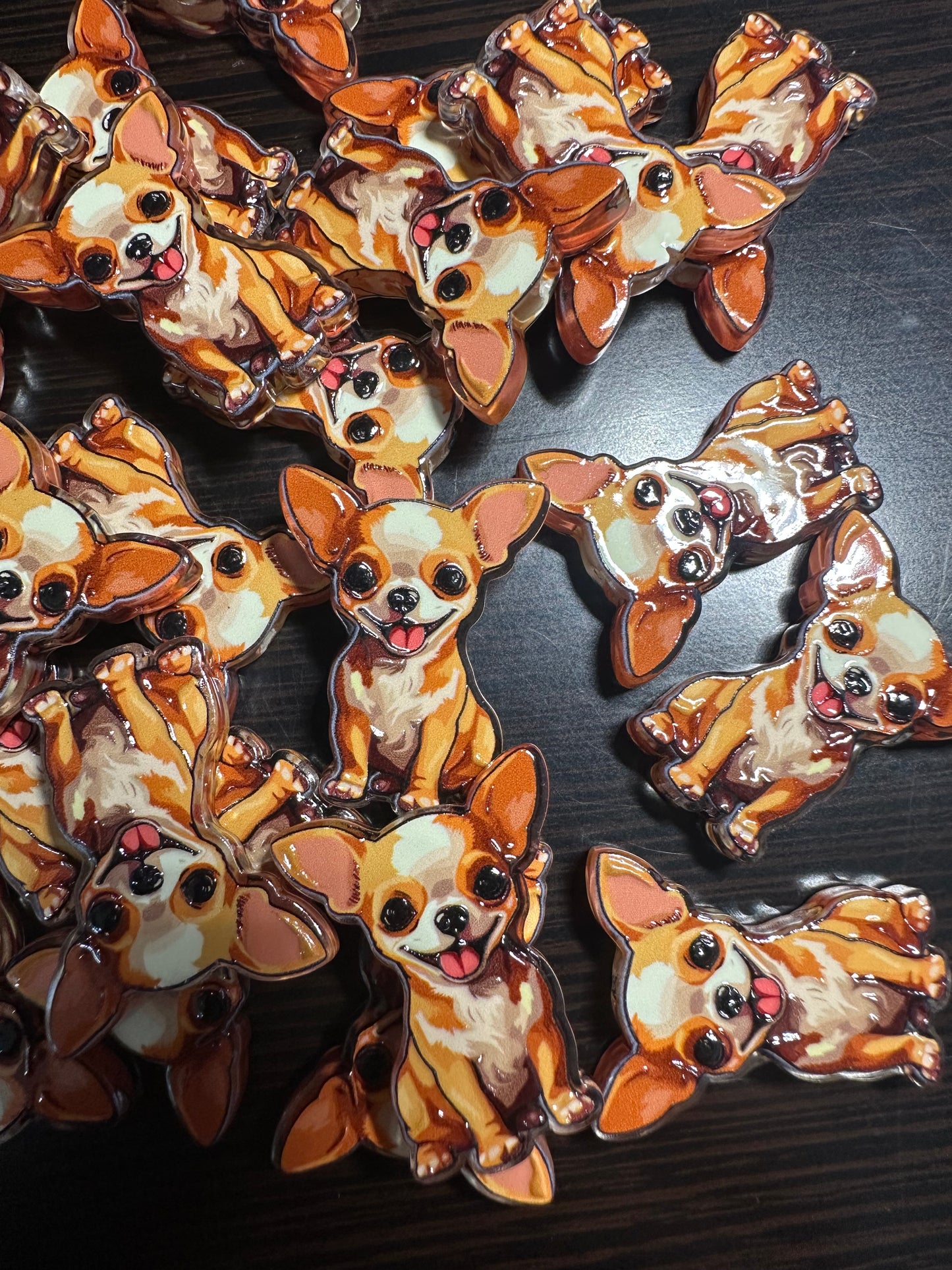 Chihuahua dog acrylic focal bead- set of 2/ focal bead/ pen beading / keychain bead/