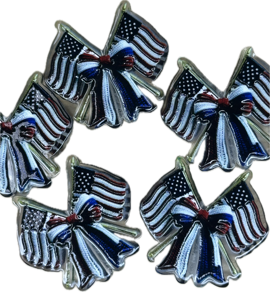 American Flag acrylic focal bead- set of 2/ focal bead/ pen beading / keychain bead/ military/ patriotic