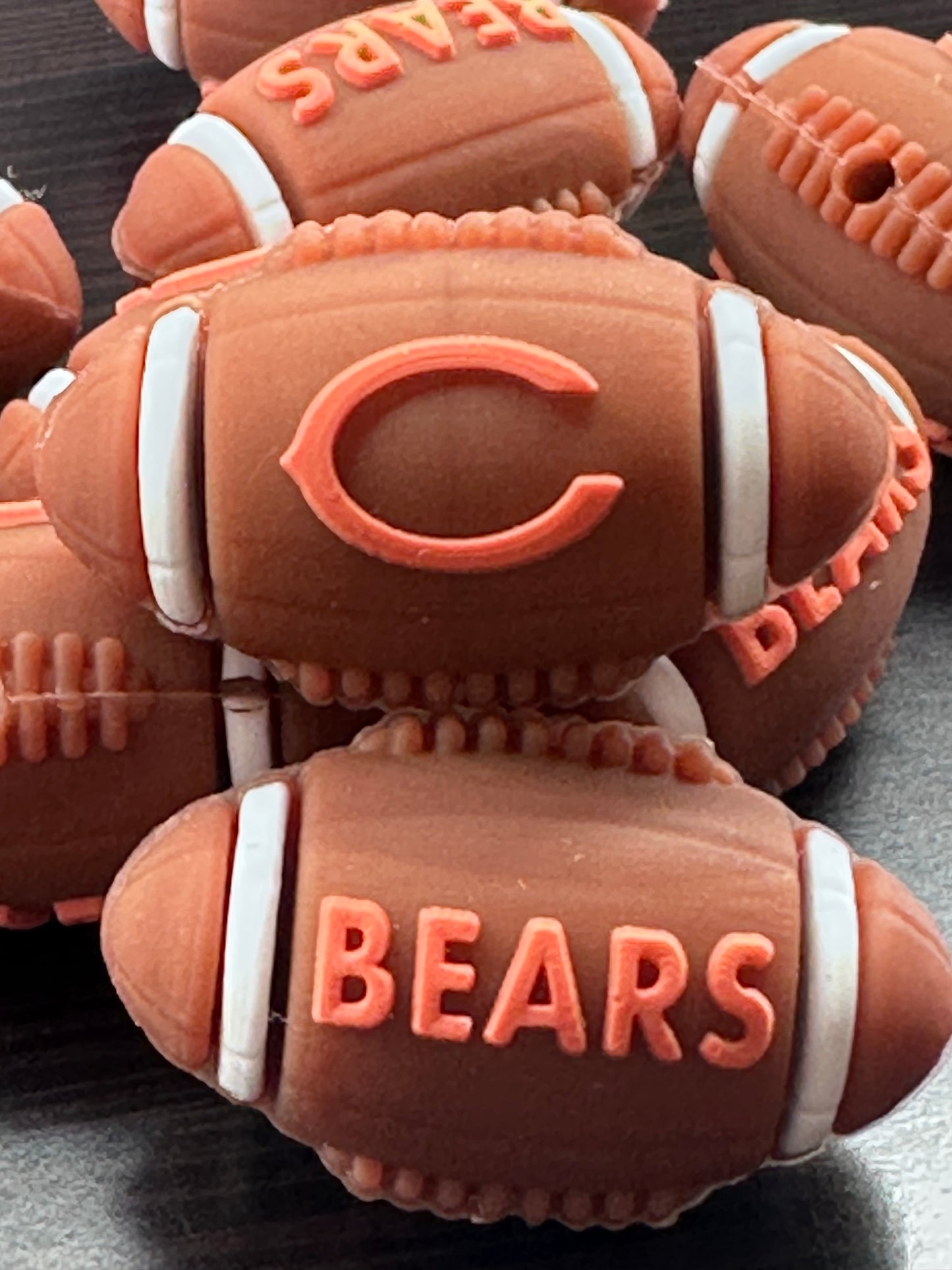 3D Chicago Bears brown football focal bead/
