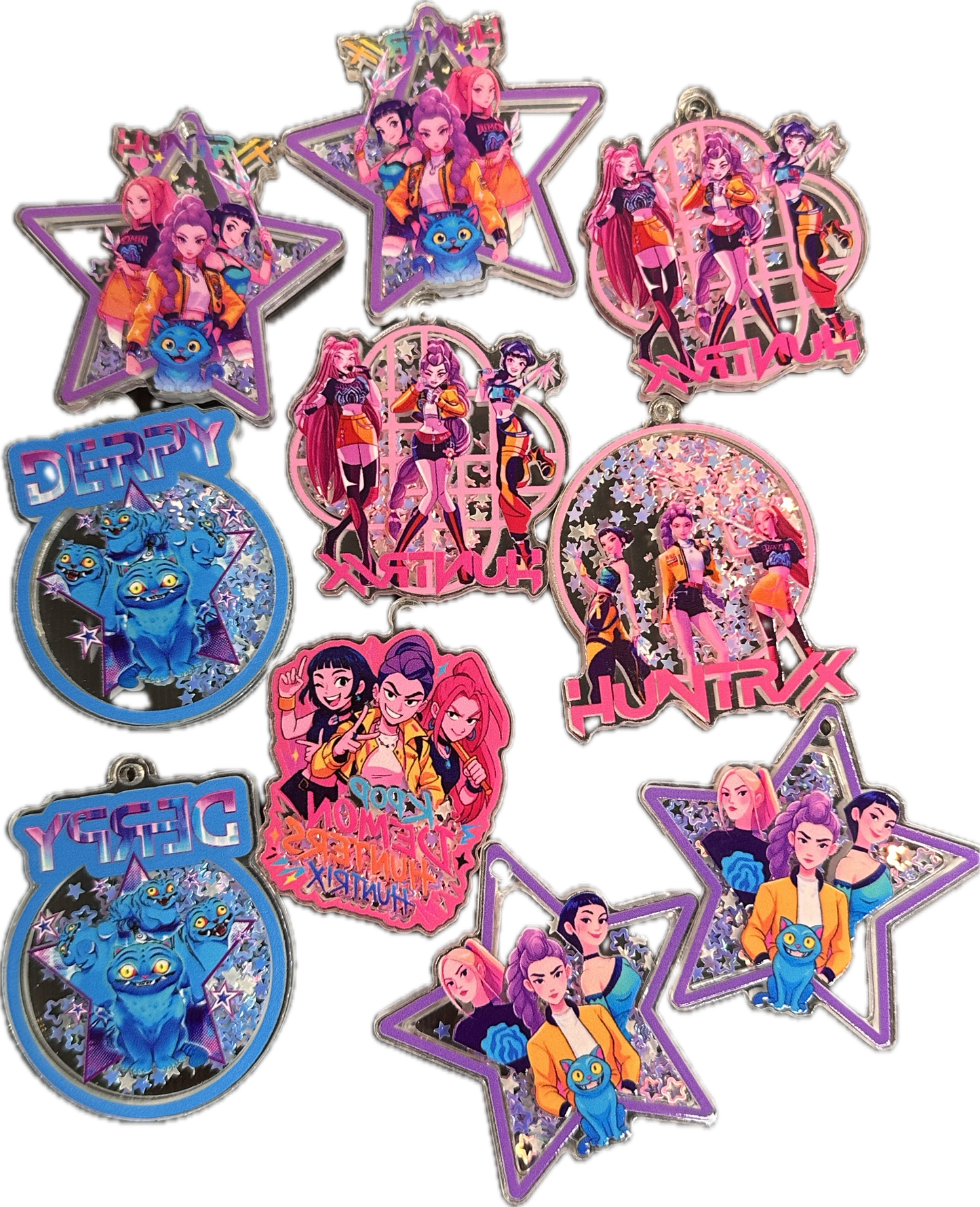 K POP Acrylic Charms Set of 10 – Mixed Character & Creature Pendants for DIY Crafts
