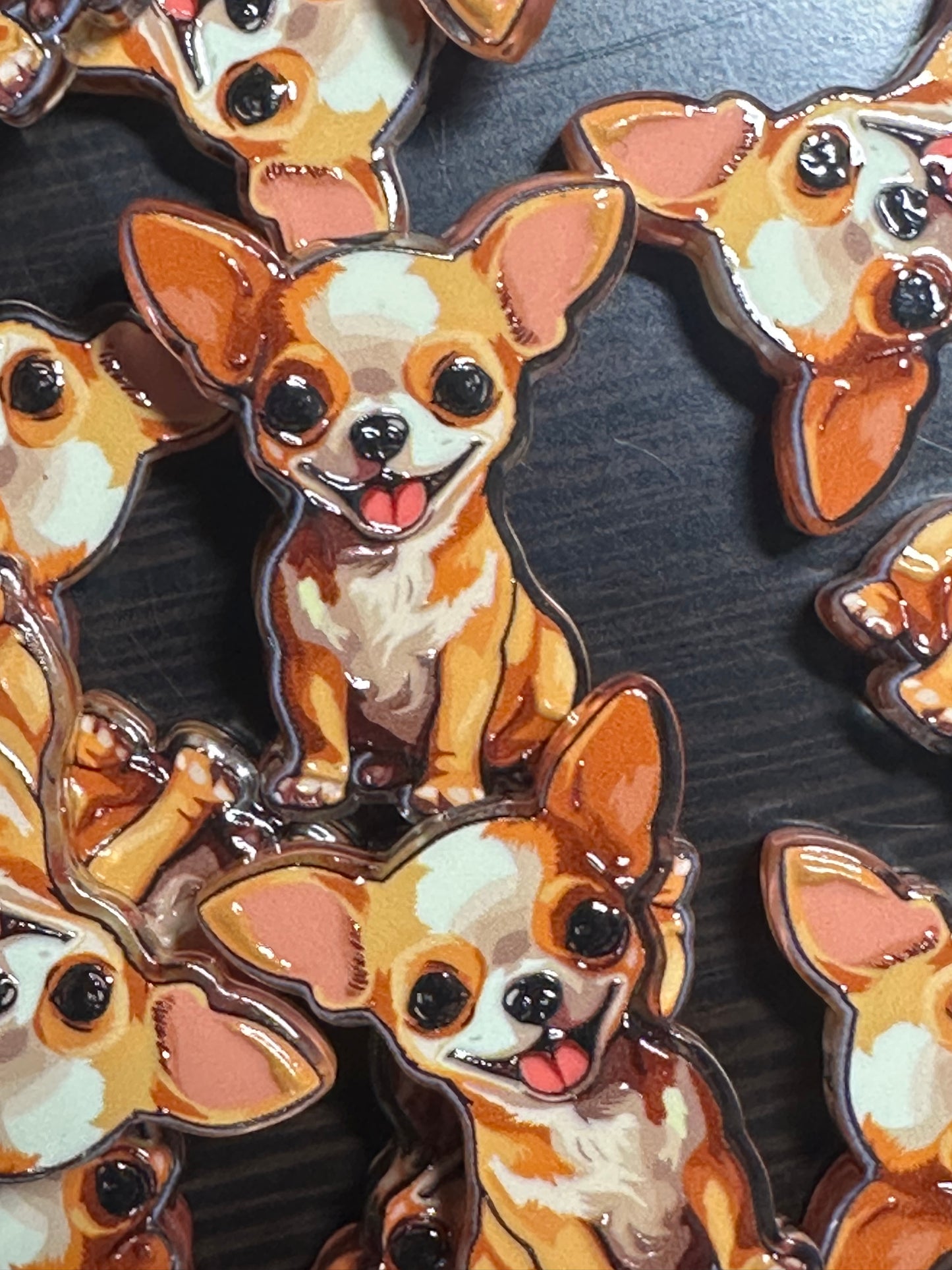 Chihuahua dog acrylic focal bead- set of 2/ focal bead/ pen beading / keychain bead/