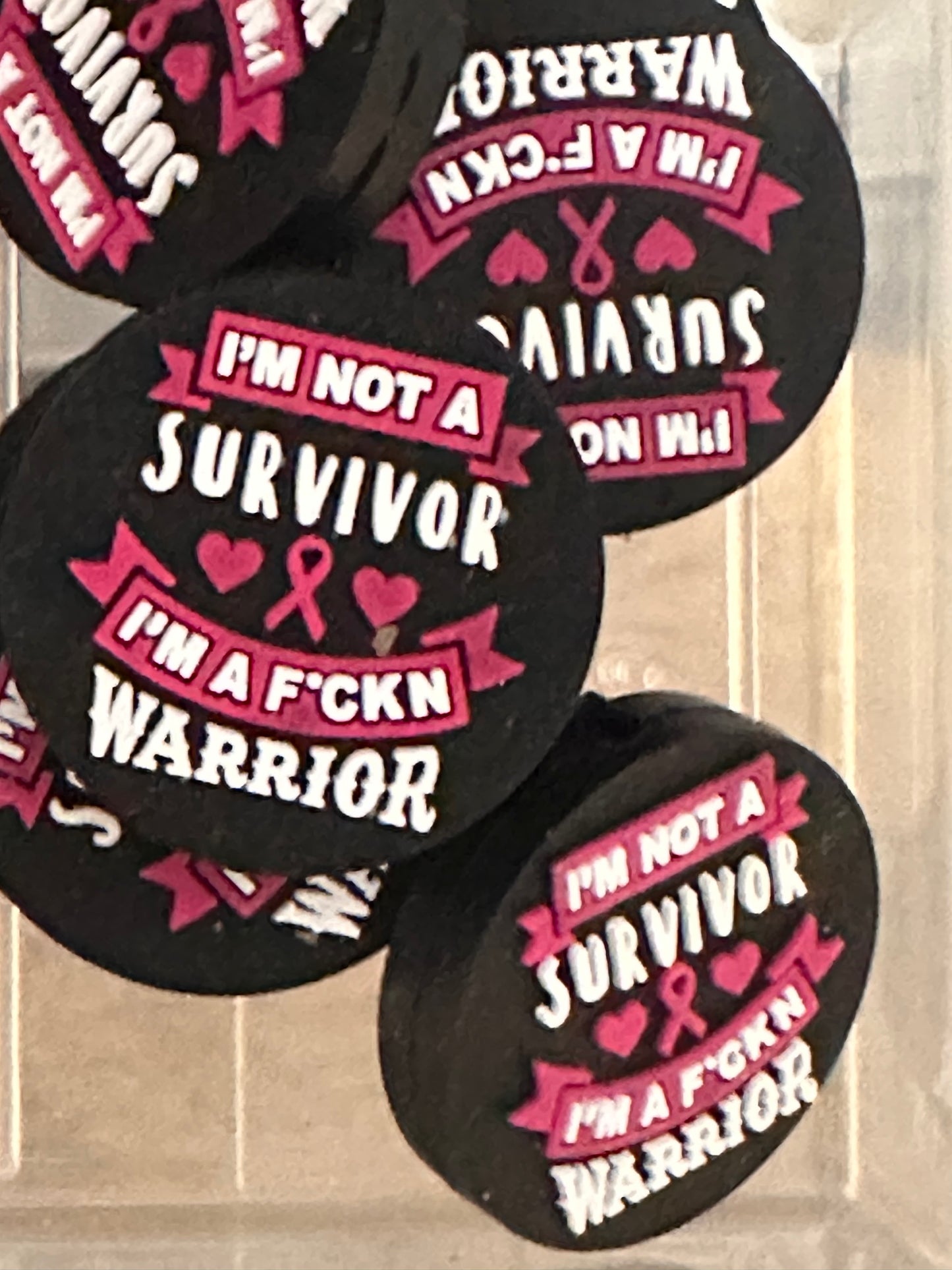 Warrior Cancer Survivor /  Focal Bead/ beadable pen/ Silicone  bead/ keychain bead/ Pink ribbon/ breast cancer