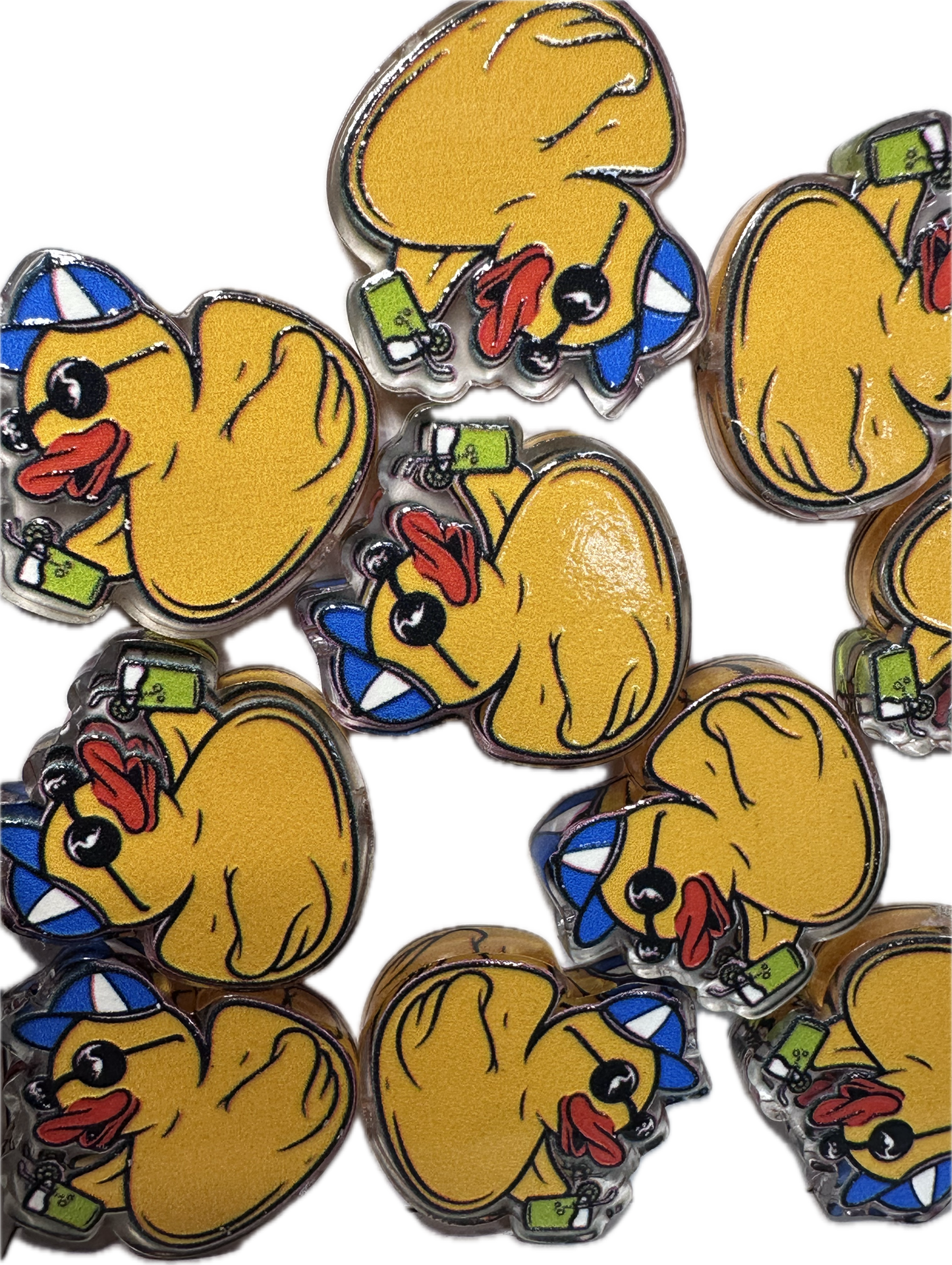 Yellow duck acrylic focal bead- set of 2/ focal bead/ pen beading / keychain bead/