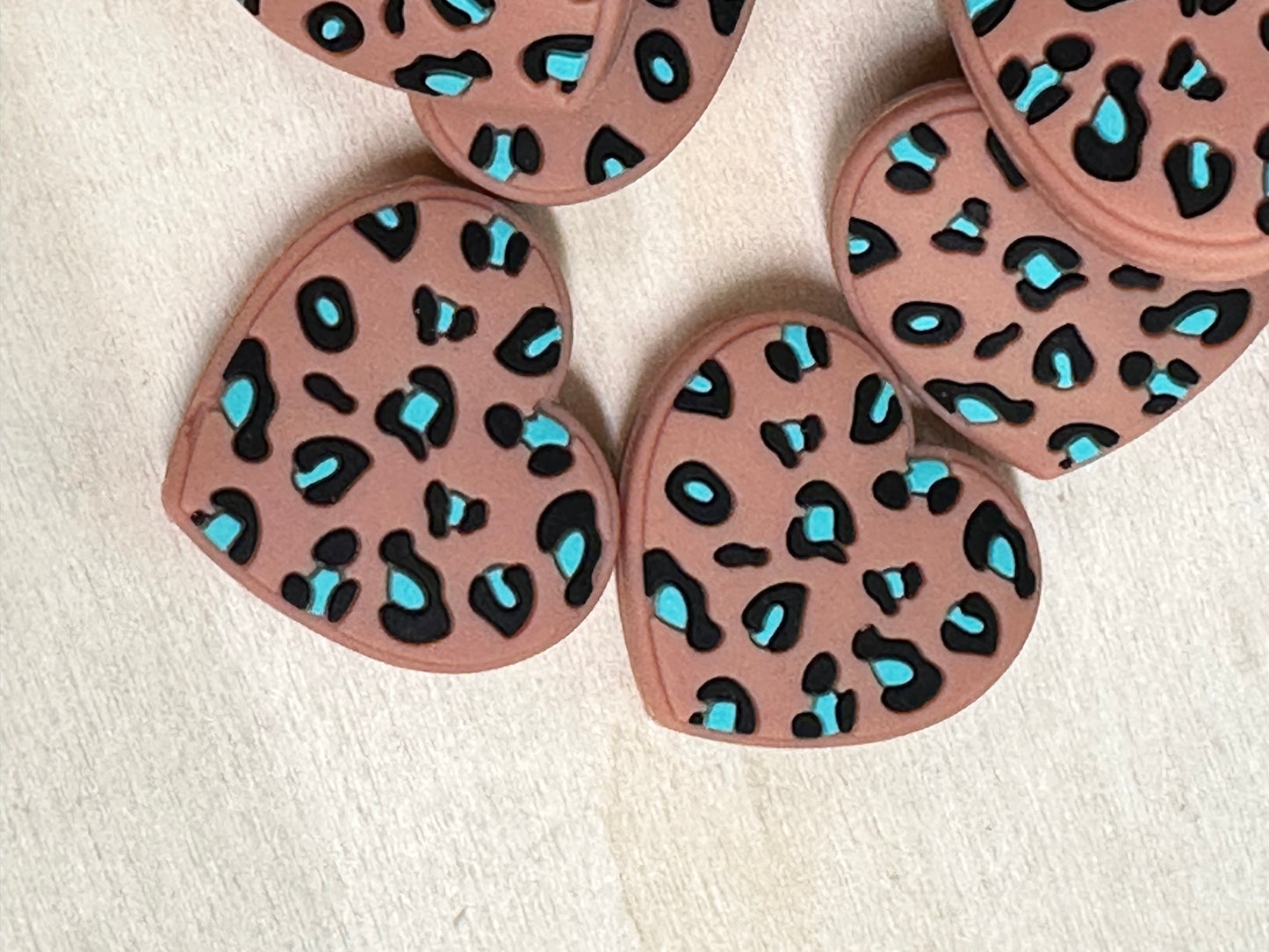 Heart shaped chocolate chip cookie/ teal green spots/ focal bead for pen beading/ DIY