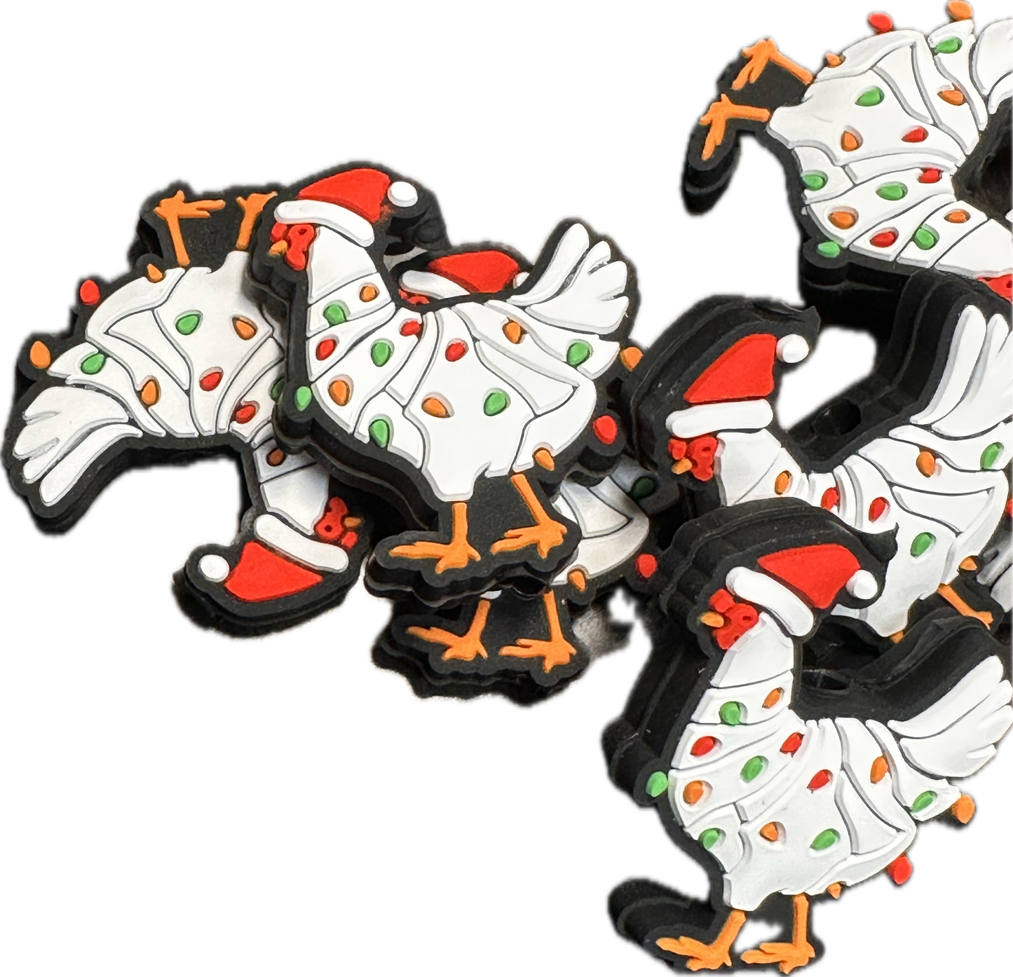 Christmas Chicken Focal Bead / silicone focal bead/pen  bead/ rooster/ Christmas lights