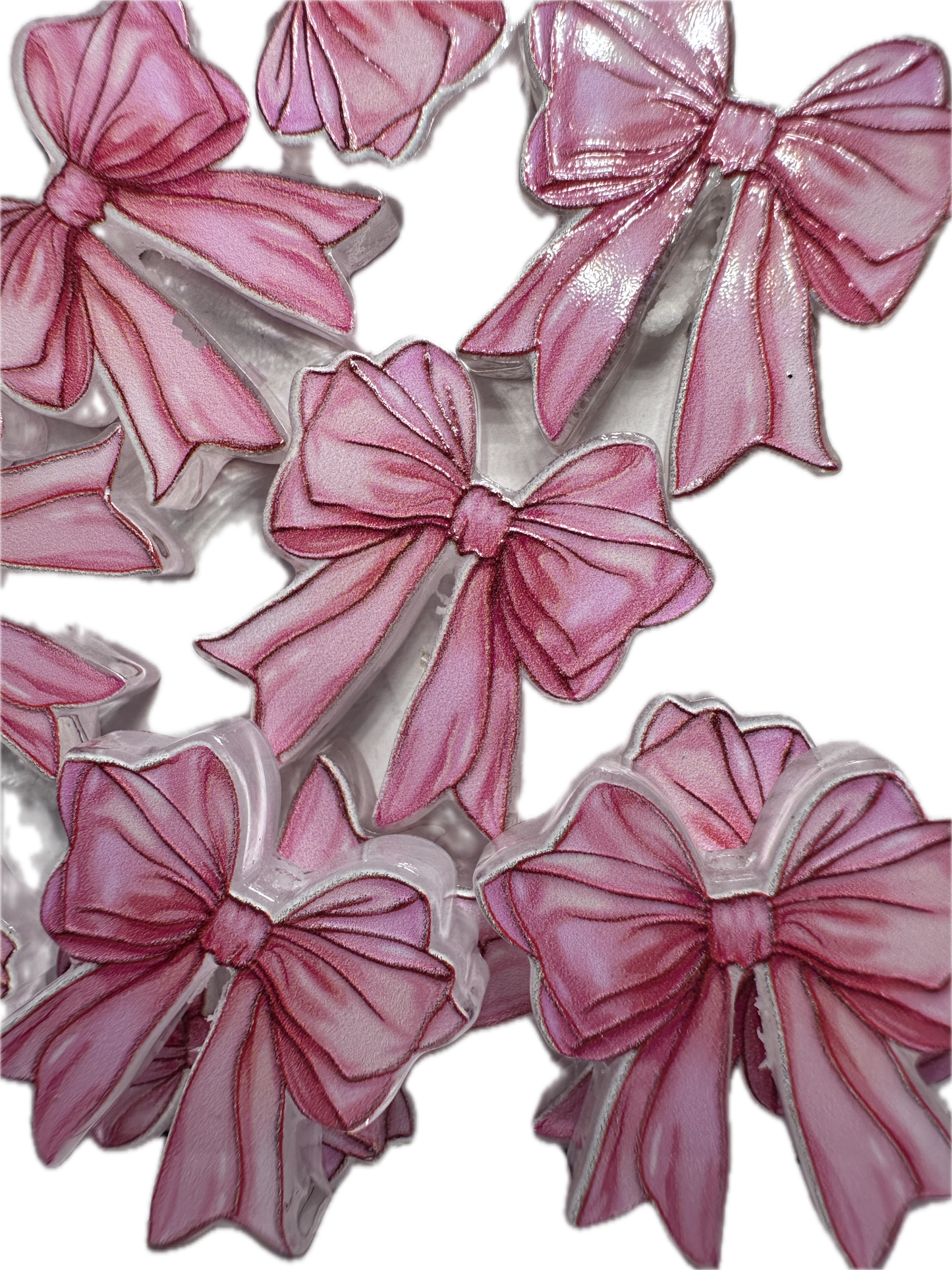 Long pink bow acrylic focal bead- set of 2/ focal bead/ pen beading / keychain bead/ fancy bow