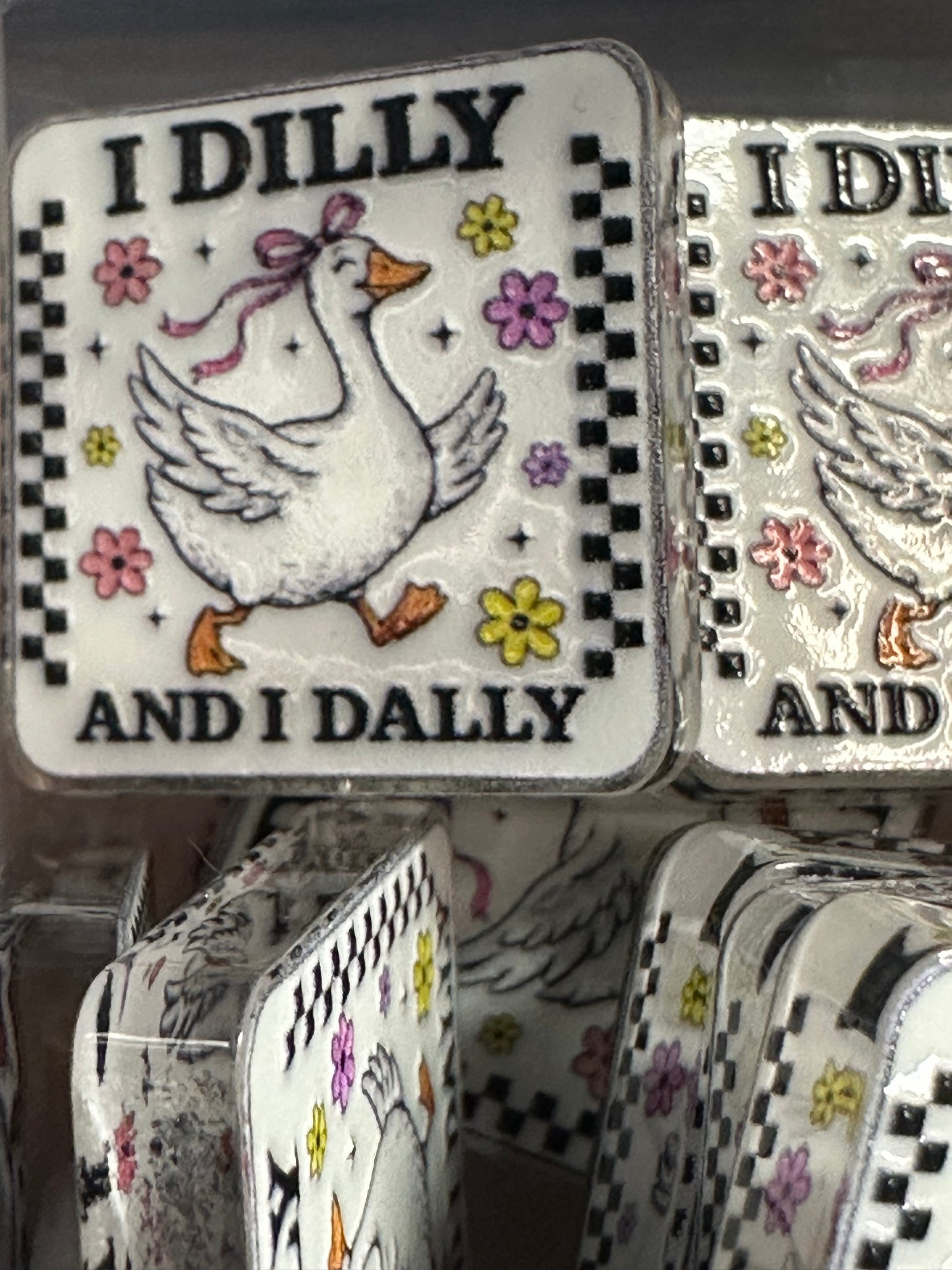 Dilly Dally acrylic focal bead- set of 2/ focal bead/ pen beading / keychain bead/ goose