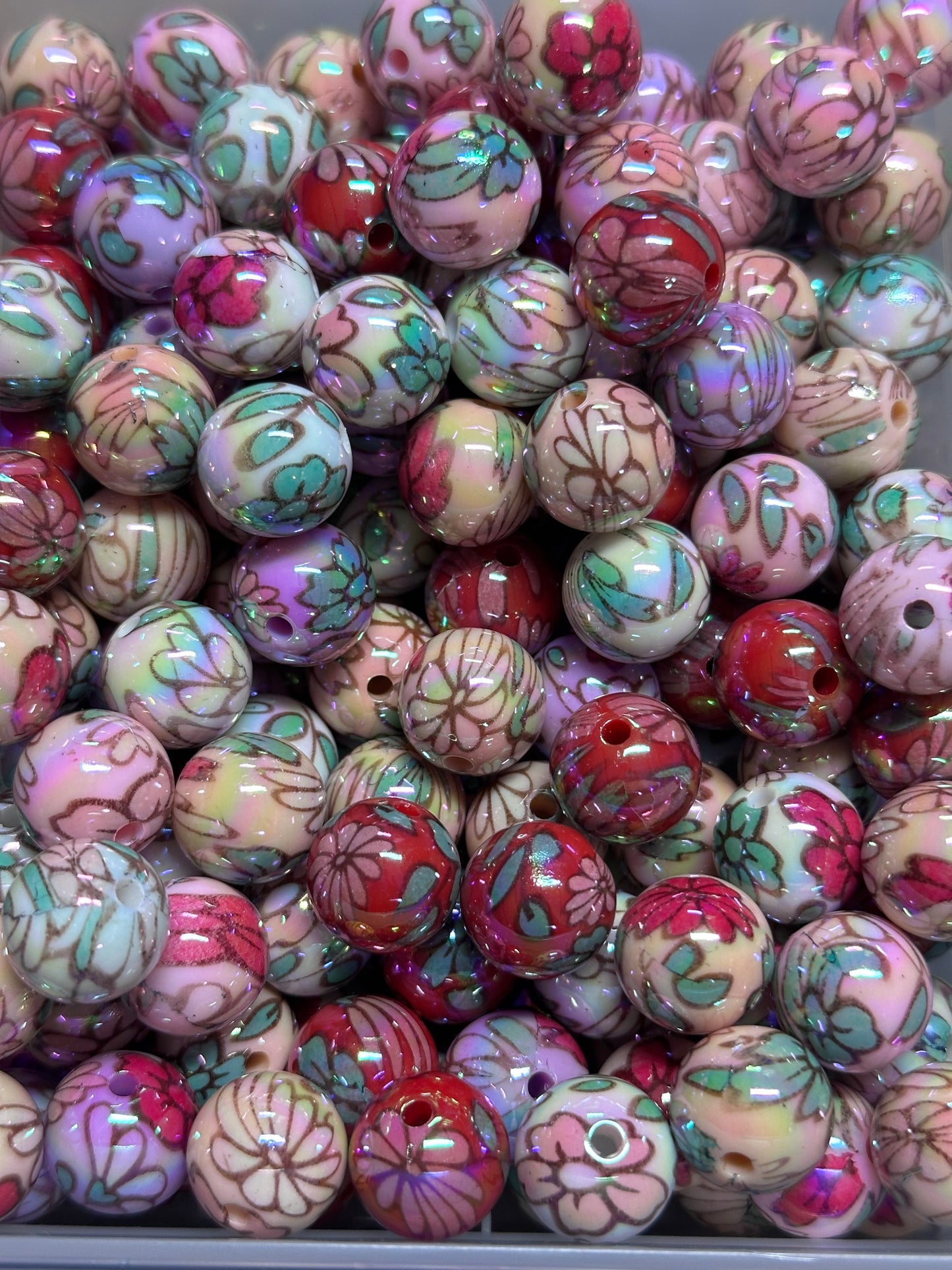 16mm Floral Acrylic Beads – Set of 10