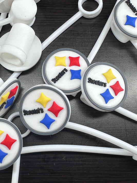 Steelers Sports straw toppers/ fits 30-40 oz tumbler cups/Show your fave team on your Stanley/Fathers Day gift