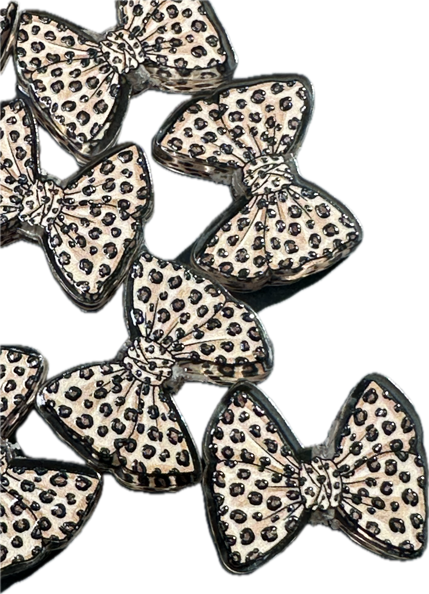 Leopard bow design acrylic focal bead- set of 2/ focal bead/ pen beading / keychain bead / cheetah