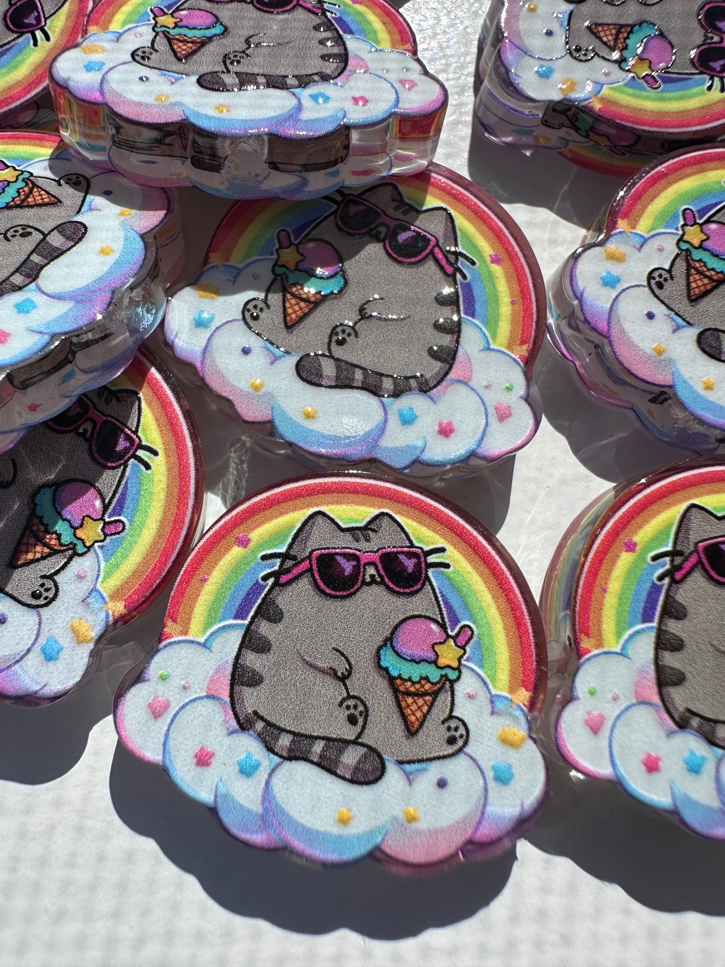 Fat Cat Eating Ice Cream acrylic focal bead- set of 2/ focal bead/ pen beading / keychain bead