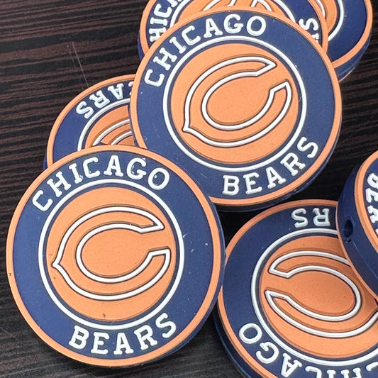 Chicago Bears round focal bead- style 4/ Silicone bead for beadable products