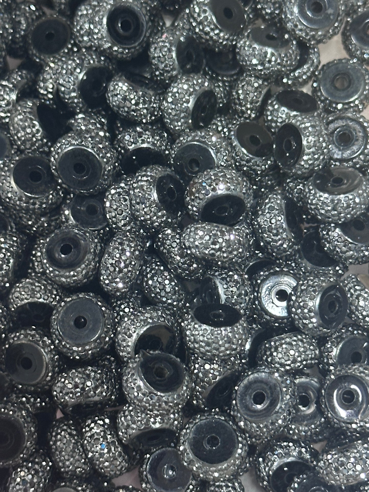 Set of 20 Acrylic black with silver sparkle spacers included/ jewelry Bead/ beadable pen beads/ keychain bead/bead/12mm/