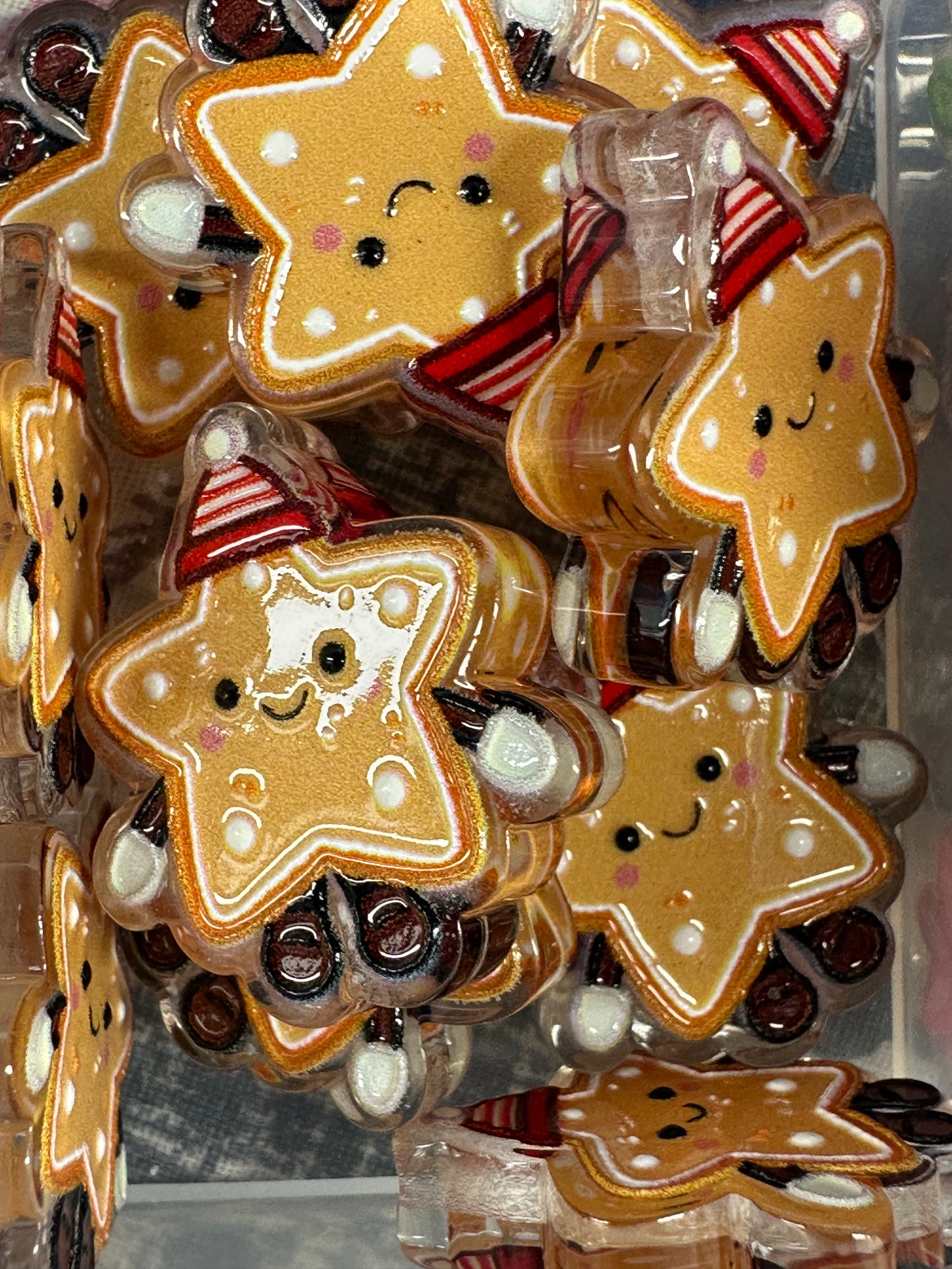 Cute star acrylic focal bead- set of 2/ focal bead/ pen beading / keychain bead/ sleepy star