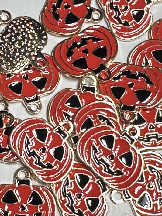 Halloween enamel metal charms/ DIY charm bracelet/ DIY necklace/ Jack o lantern/ Pumpkin