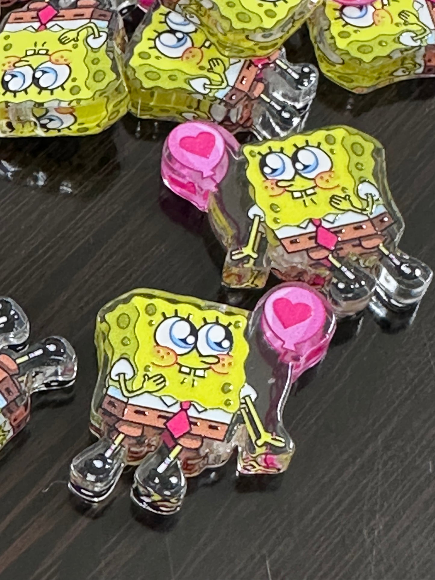 Yellow guy with balloon acrylic focal bead- set of 2/ focal bead/ pen beading / keychain bead