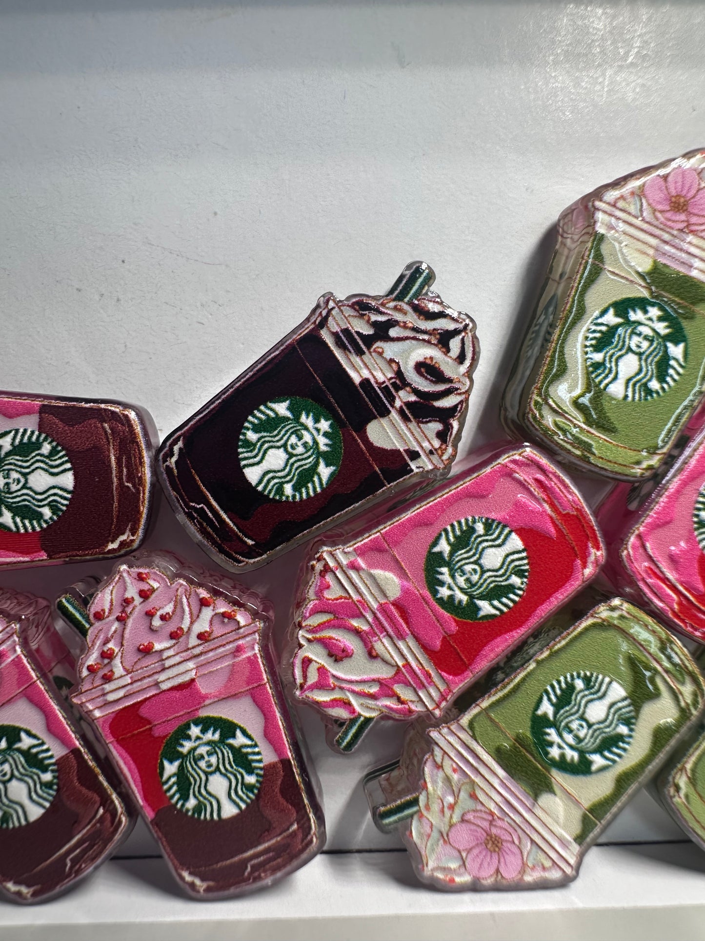 Coffee drink Acrylic focal bead- set of 2/ focal bead/ pen beading / keychain bead