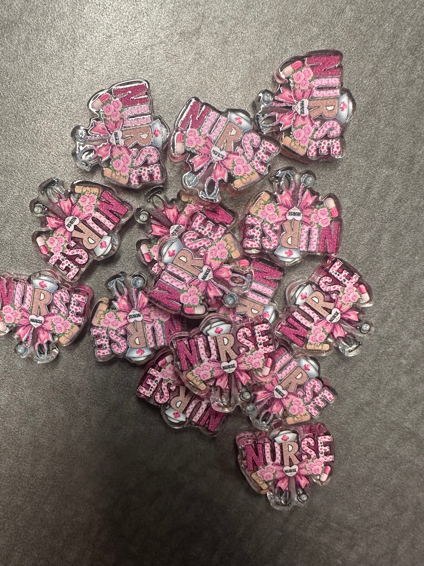 Nurse acrylic focal bead- set of 2/ focal bead/ pen beading / keychain bead/