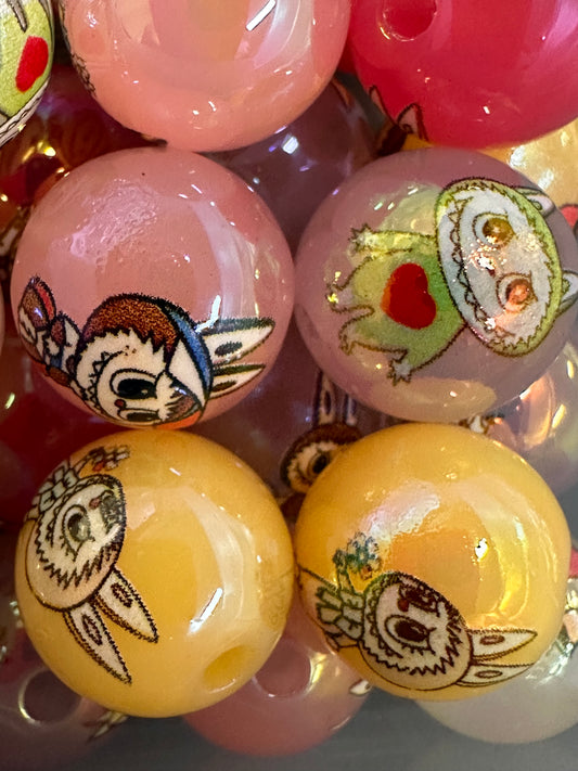 Labubu monster beads/ Ten (10) beads included assorted styles / colorful acrylic beads/for beadable pen / keychain beads/ DIY/approx. 16mm