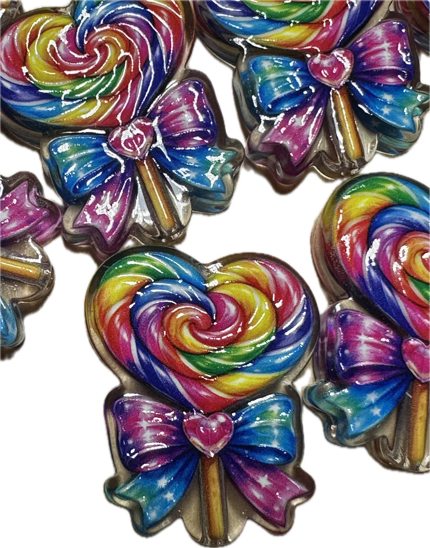 Colorful Heart Lollipop acrylic focal bead- set of 2/ focal bead/ pen beading / keychain bead/