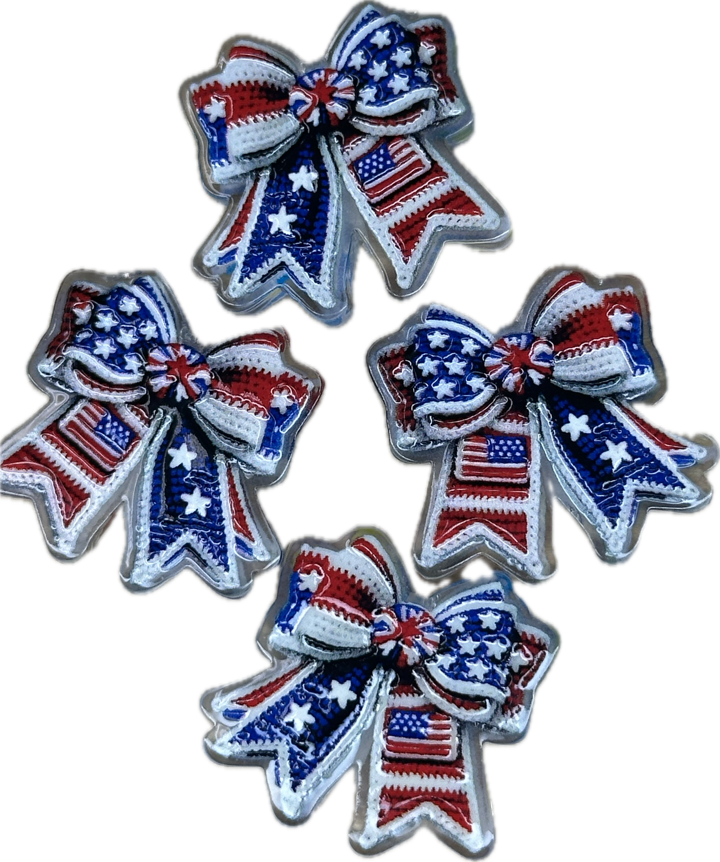 American Flag Bow acrylic focal bead- set of 2/ focal bead/ pen beading / keychain bead/ military/ patriotic