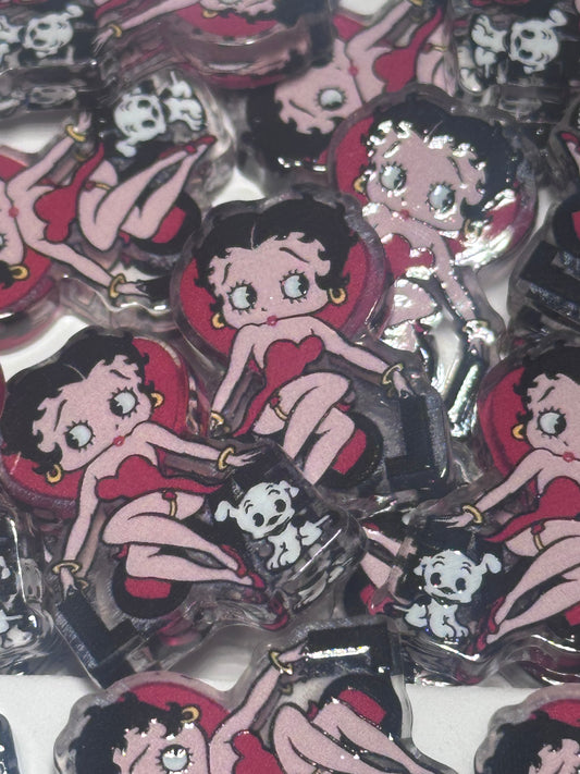 Betty and Dog acrylic focal bead- set of 2/ focal bead/ pen beading / keychain bead/