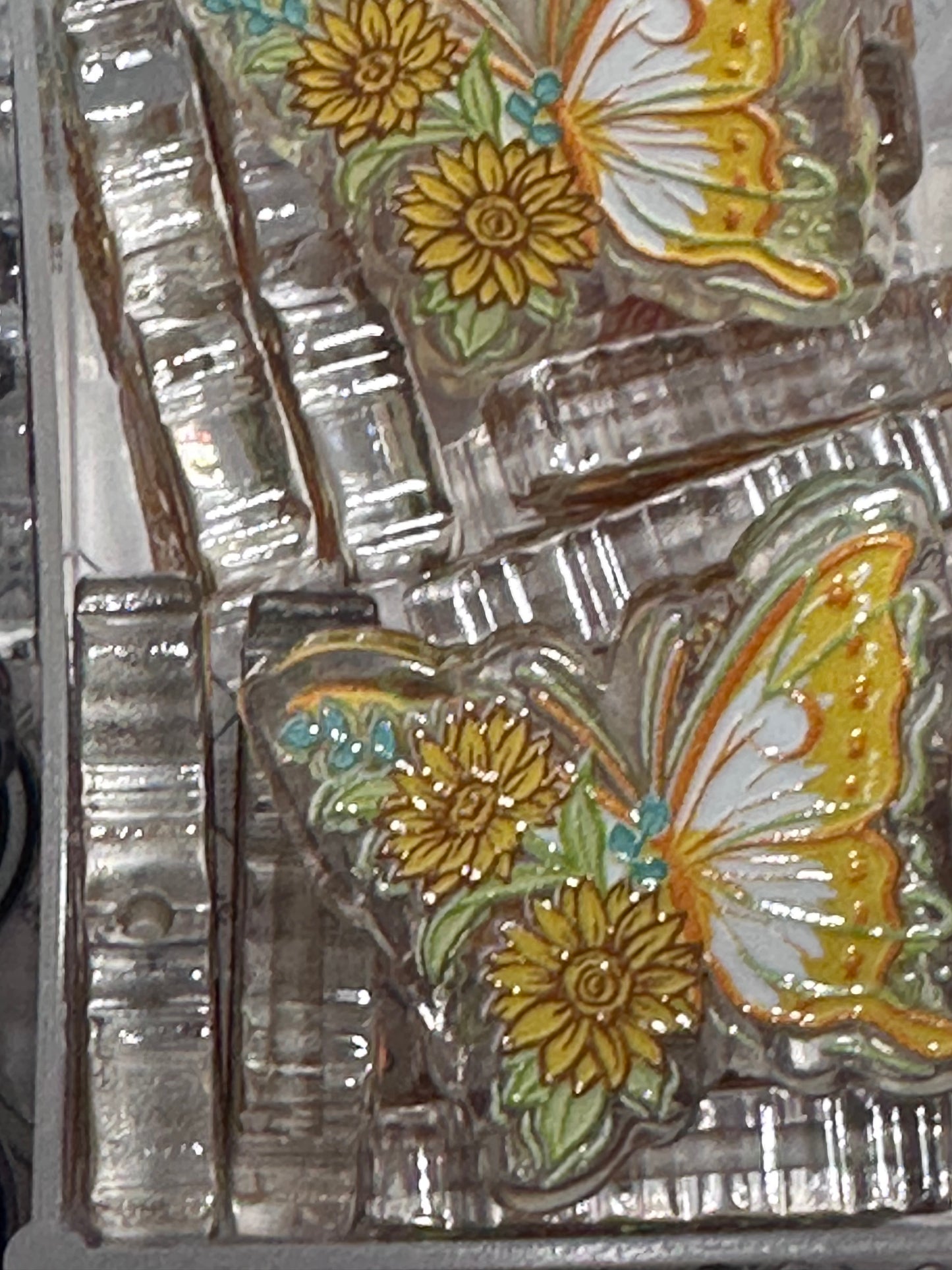 Yellow Sunflower butterfly acrylic focal bead- set of 2/ focal bead/ pen beading / keychain bead/ Summer/ Floral bead