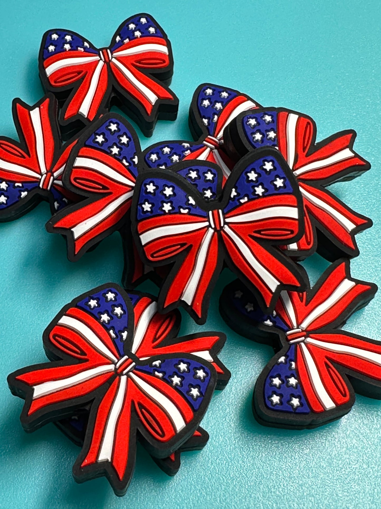 Patriotic Bow silicone focal bead/ bow flag