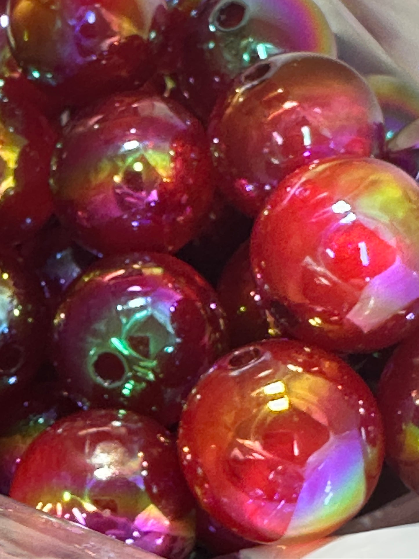 Ten (10) dark red cat eye beads/  beadable pen beads/ DIY/ 20mm