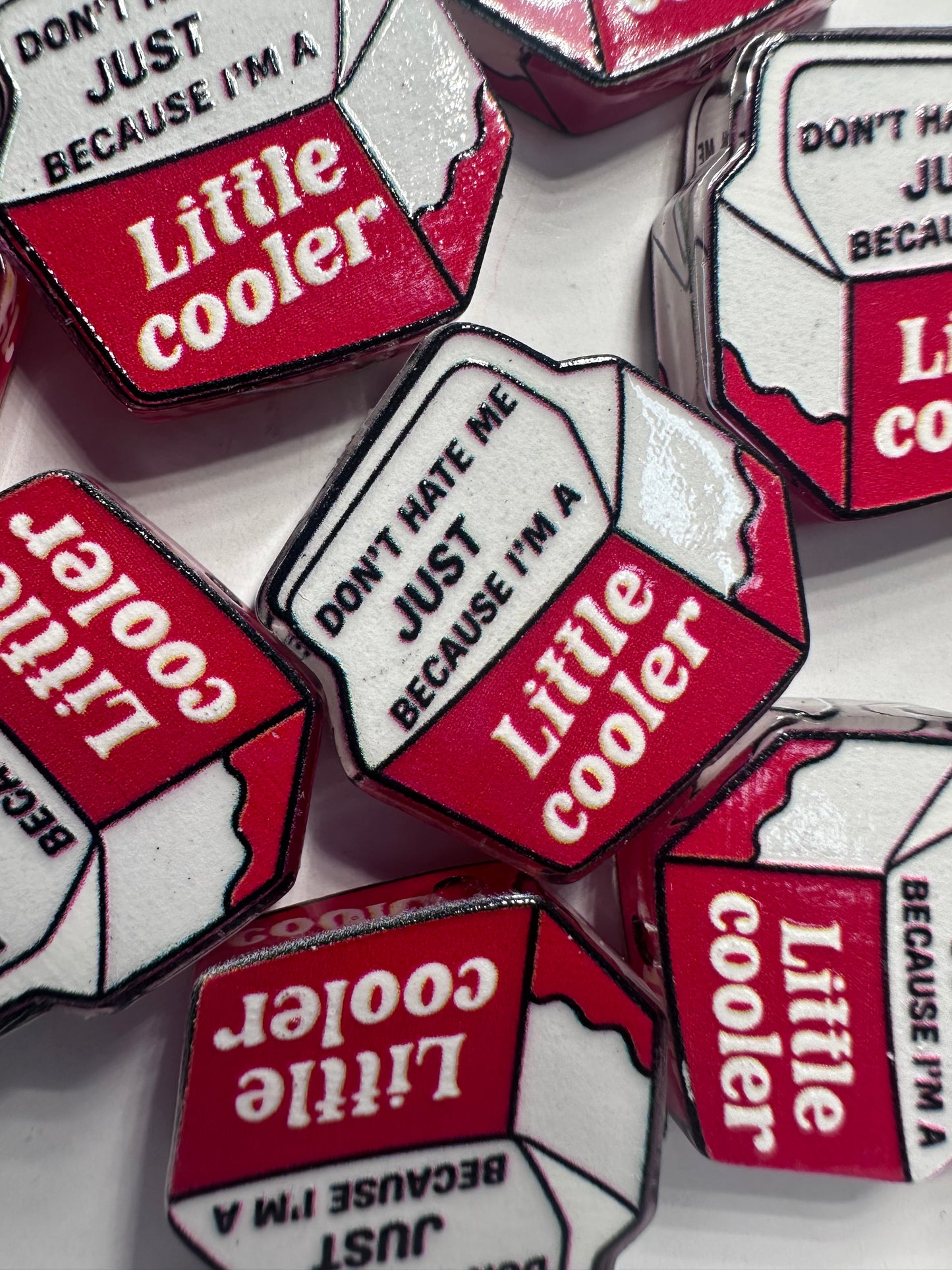 Cooler acrylic focal bead- set of 2/ focal bead/ pen beading / keychain bead