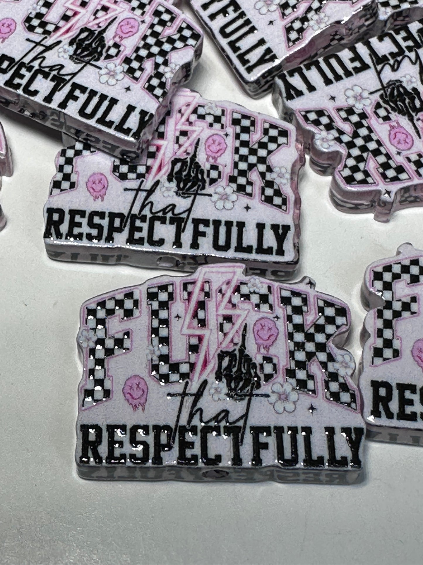 Respectfully acrylic focal bead- set of 2/ focal bead/ pen beading / keychain bead